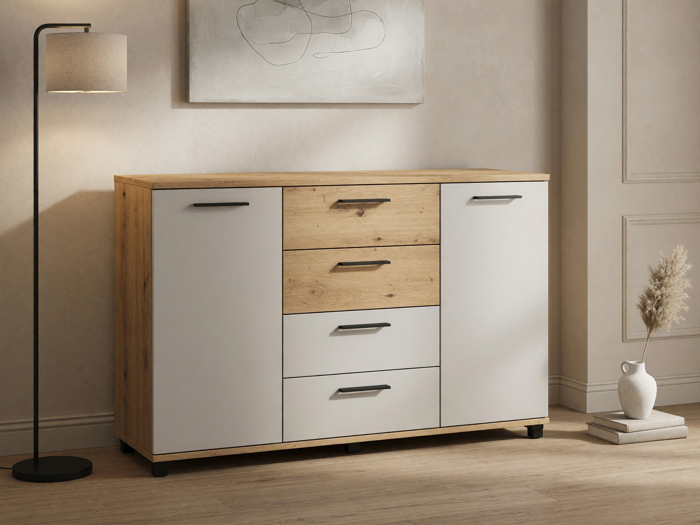 Chest of drawers Livcali 101 (Artisan oak + Cashmere)