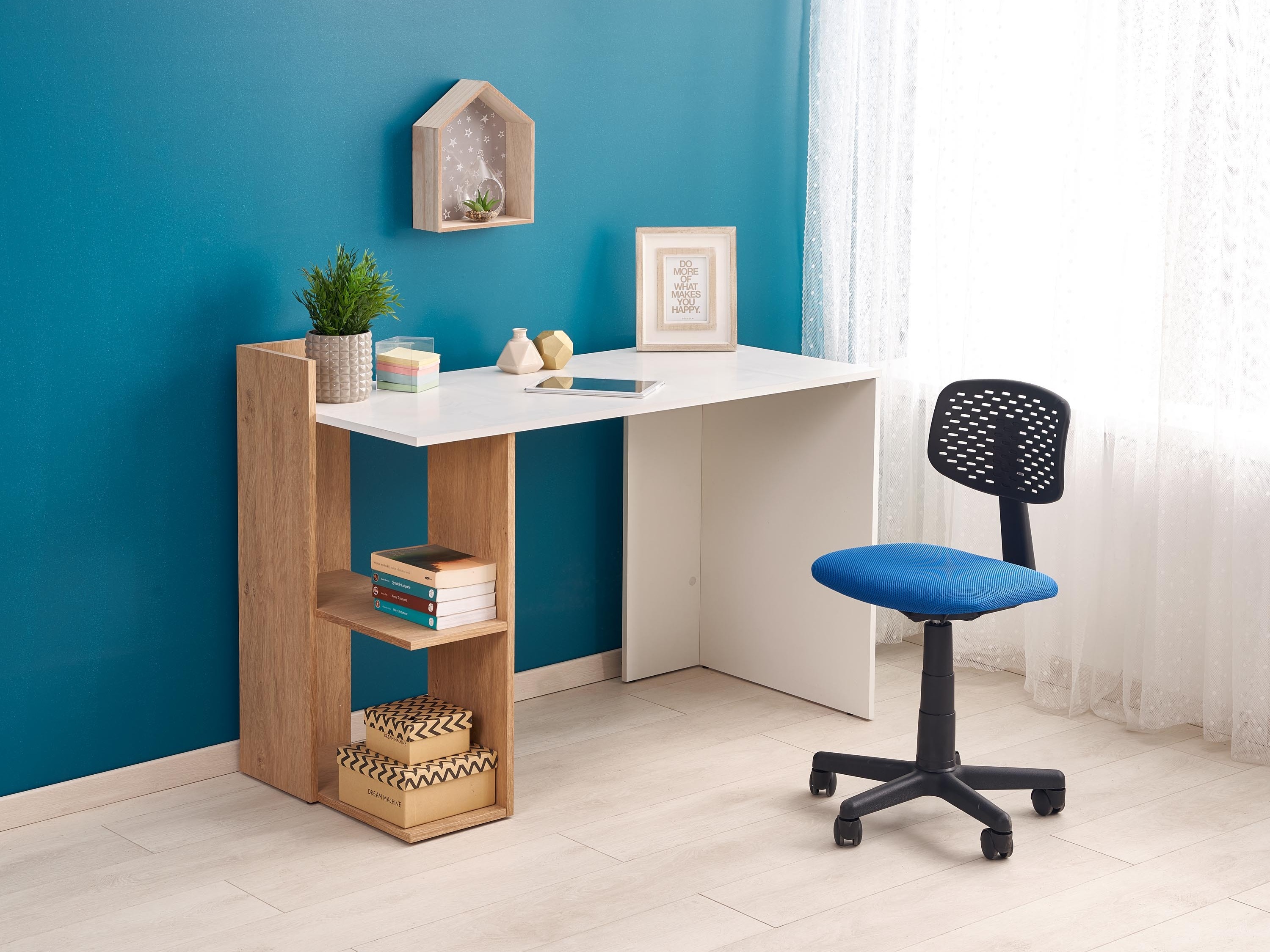 Desk Houston 825 (White + Golden oak)
