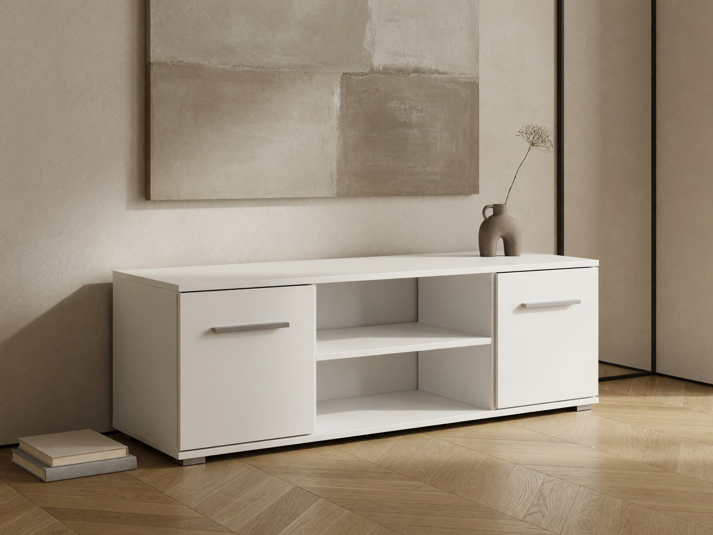TV stand Cirveso 109 (White + Glossy white)