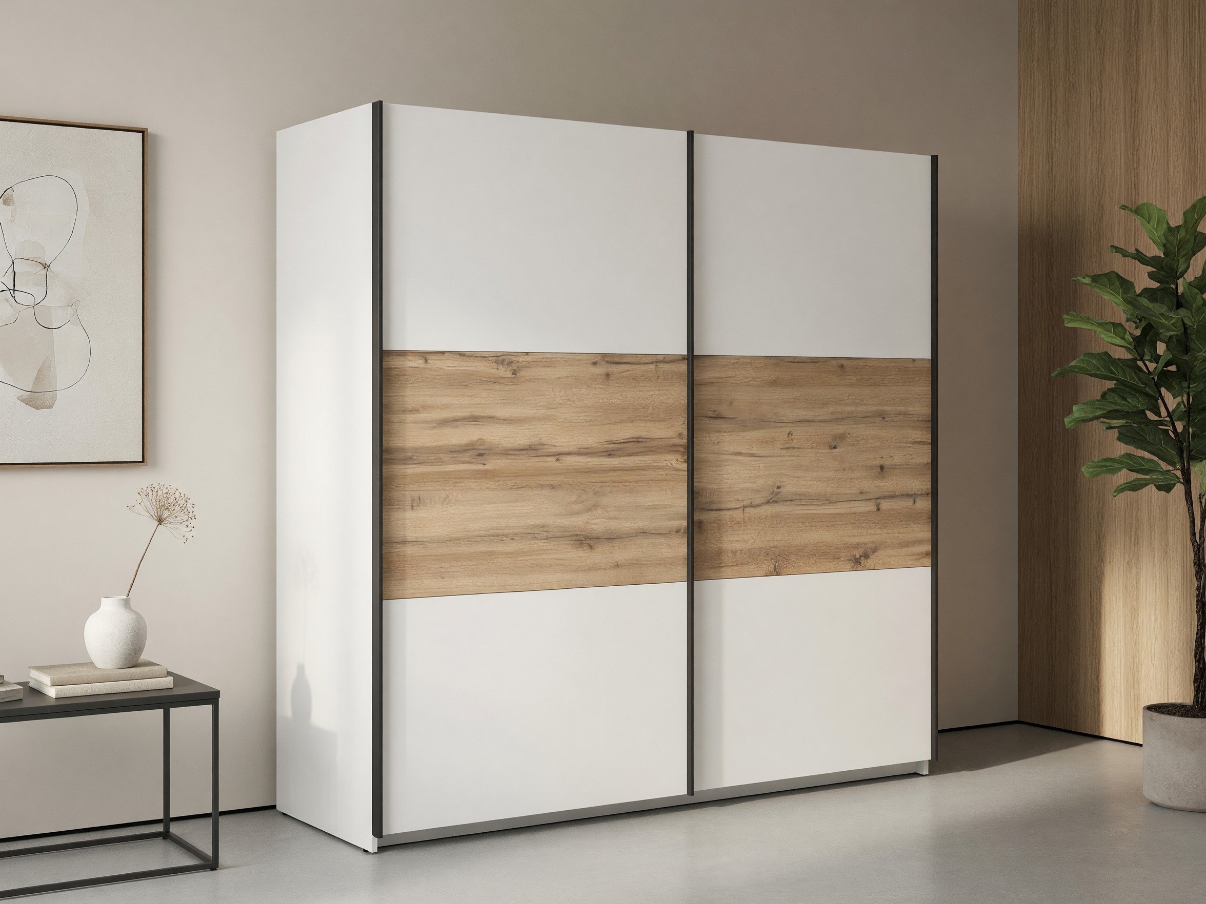 Wardrobe Livevaro 109 (White + Wotan Oak)