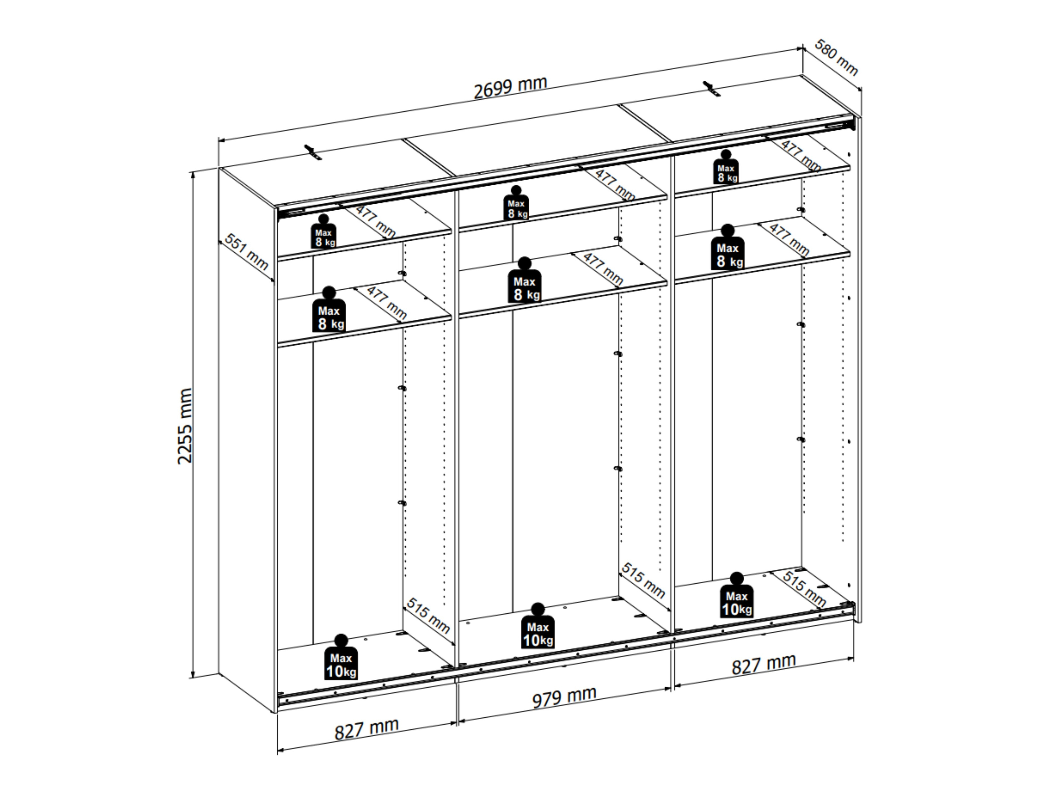 Wardrobe Livcali 103 (Artisan oak + Cashmere)