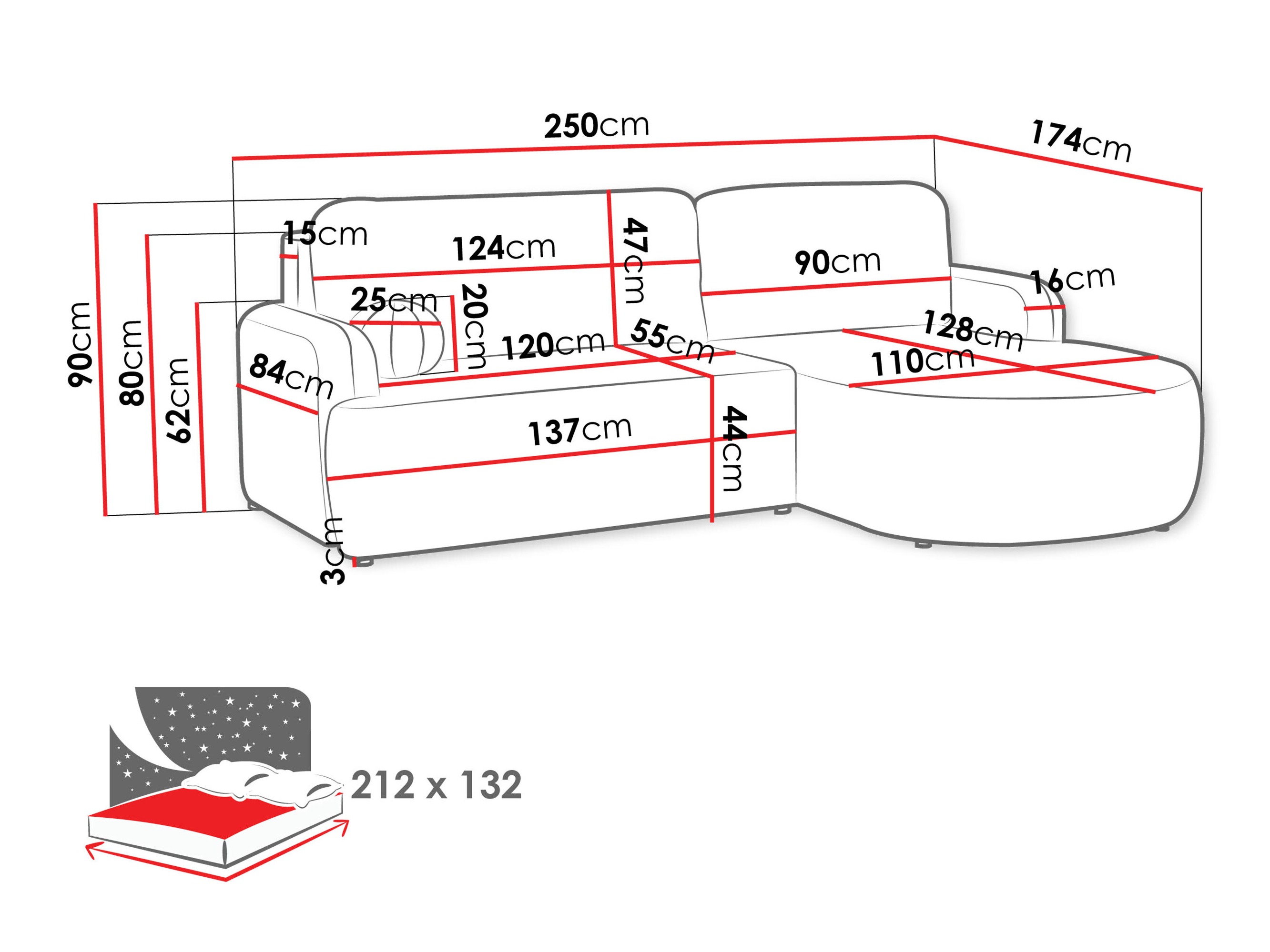 Corner sofa Comfivo Popis (Flow 22)