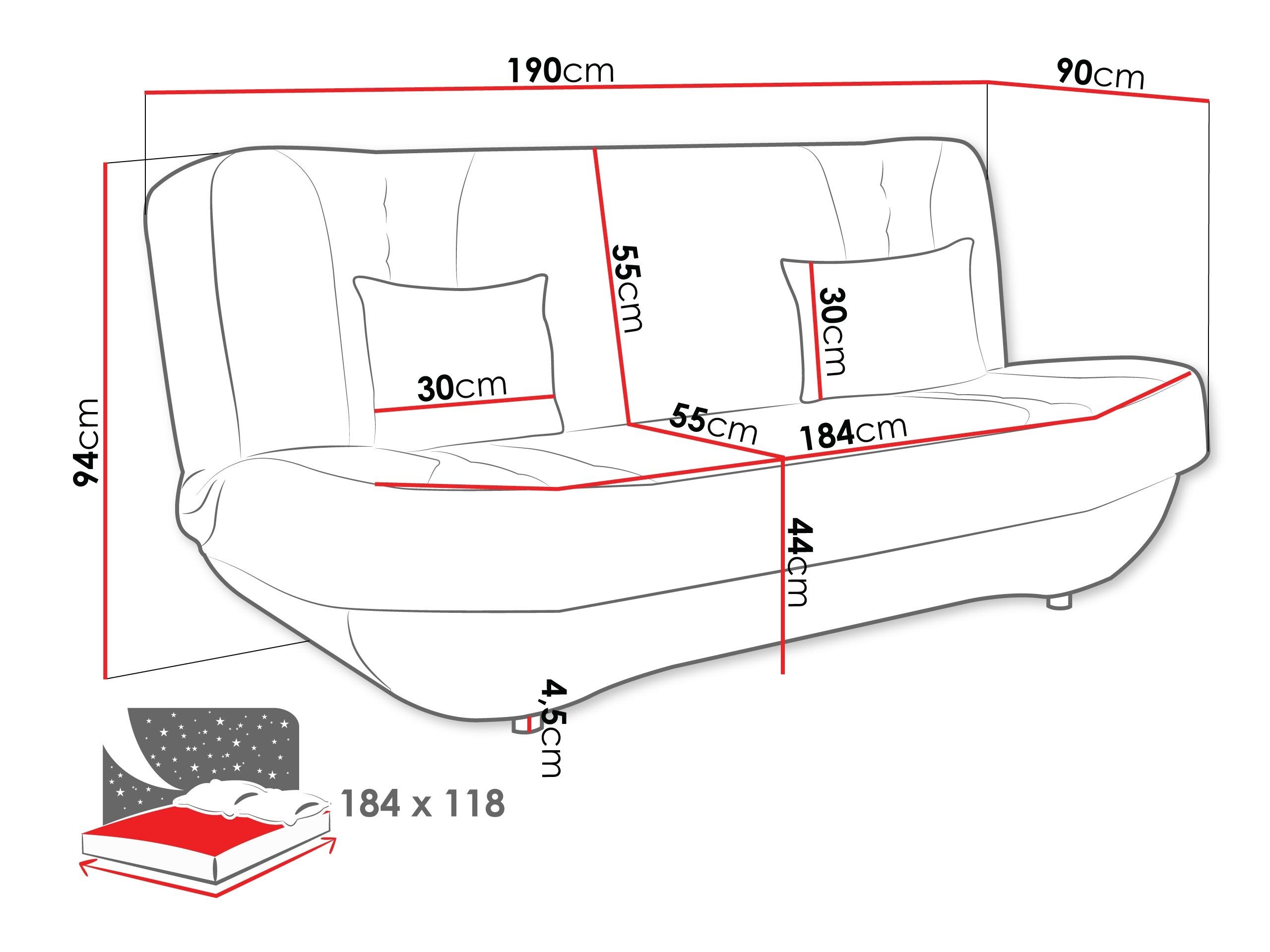 Sofa bed Comfivo Cervus (Alova 04 + Alova 46)