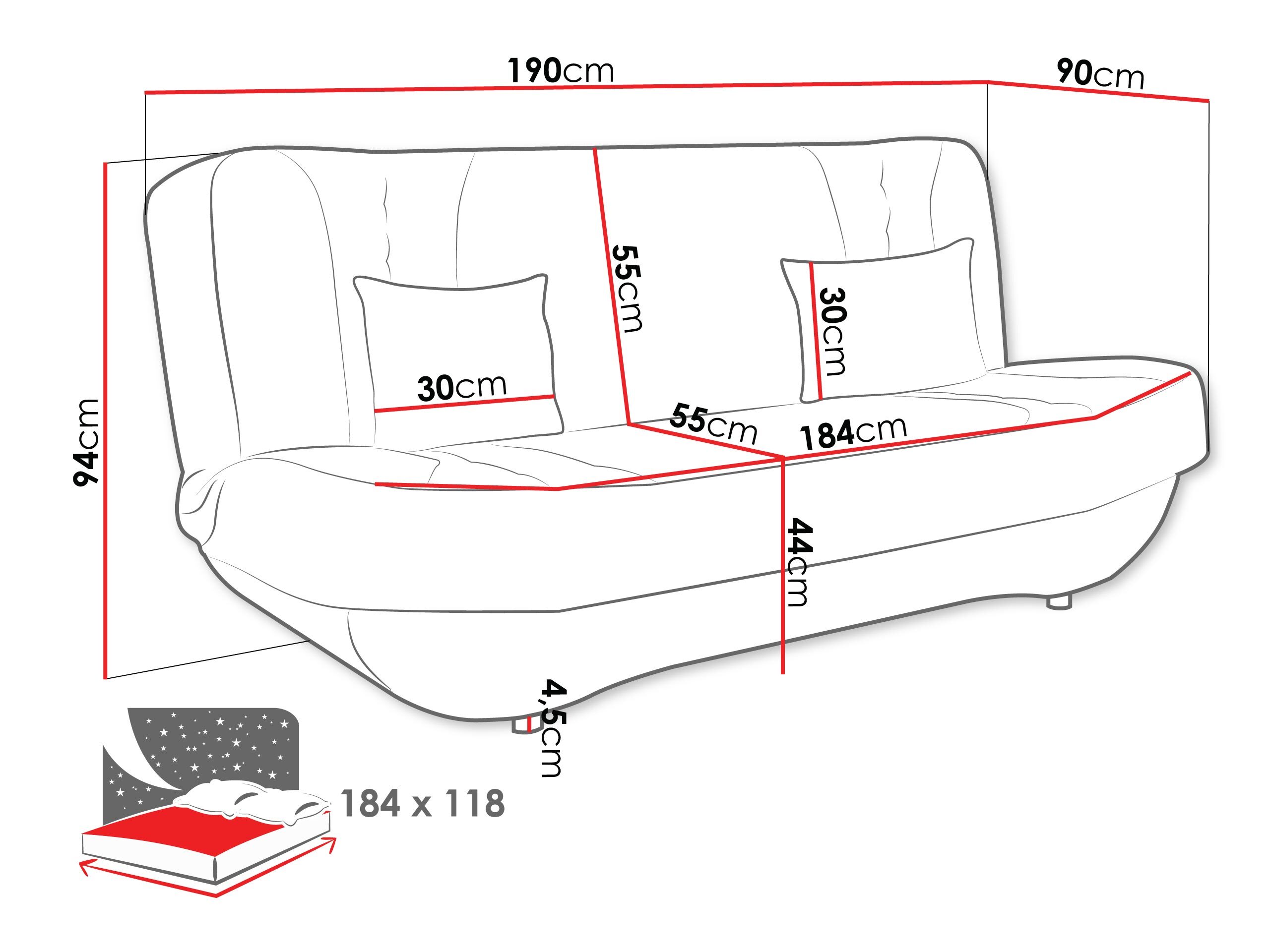 Sofa bed Comfivo Cervus (Kronos 09 + Kronos 31)