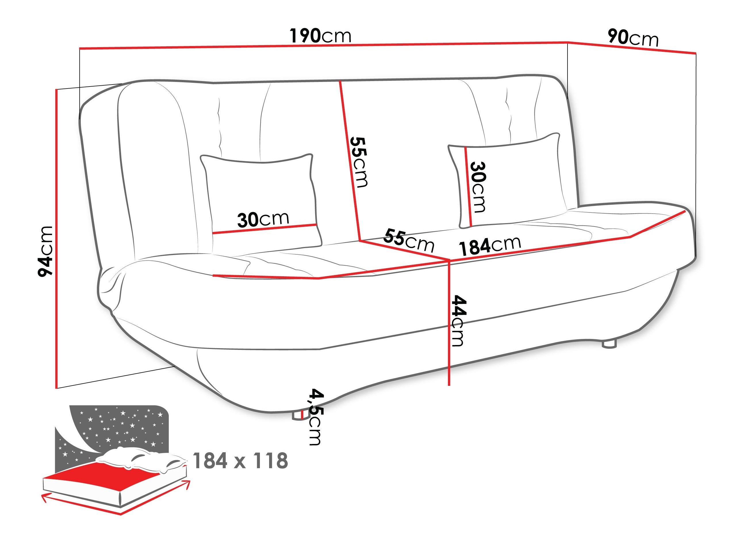 Sofa bed Comfivo Cervus (Magic Velvet 2217 + Magic Velvet 2219)