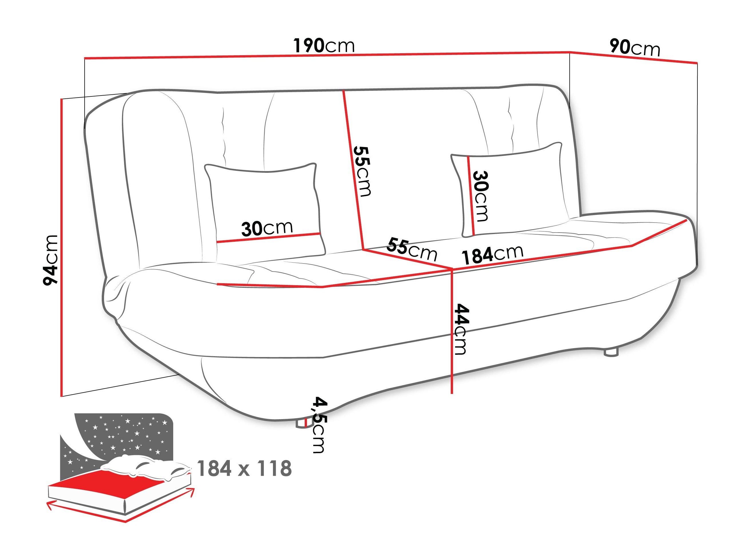 Sofa bed Comfivo Cervus (Magic Velvet 2225 + Magic Velvet 2227)