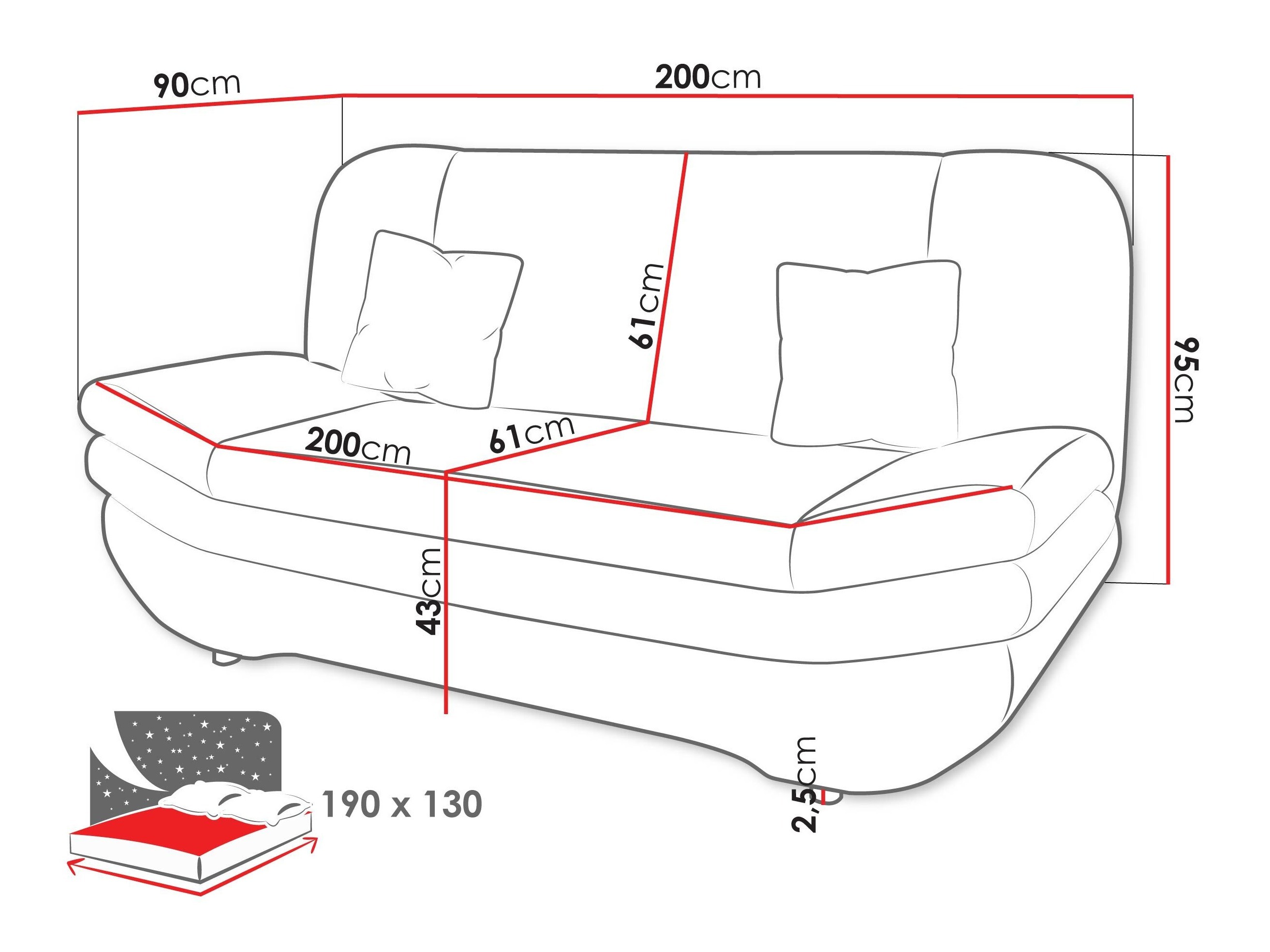 Sofa bed Comfivo Silva (Piano 05 + Piano 02)