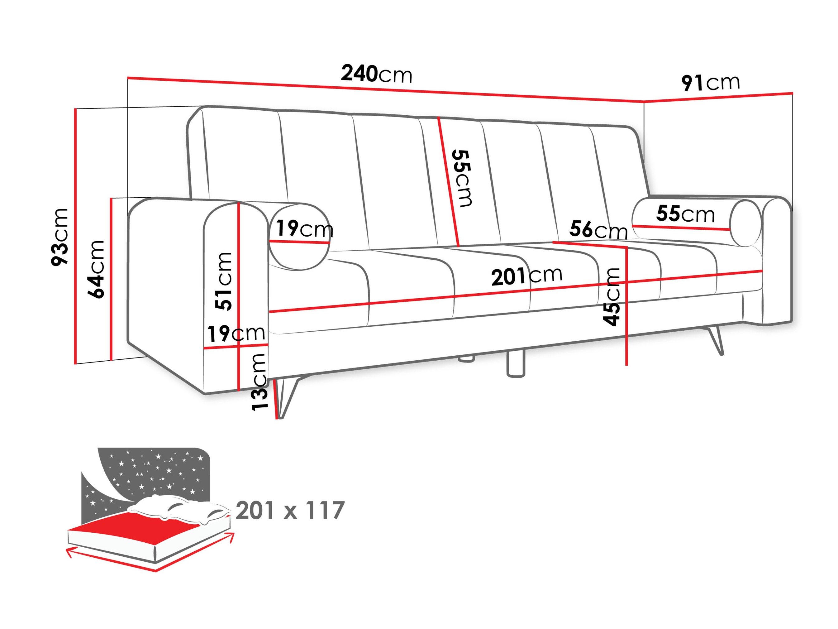 Sofa bed Comfivo Luda (Lumo 55)