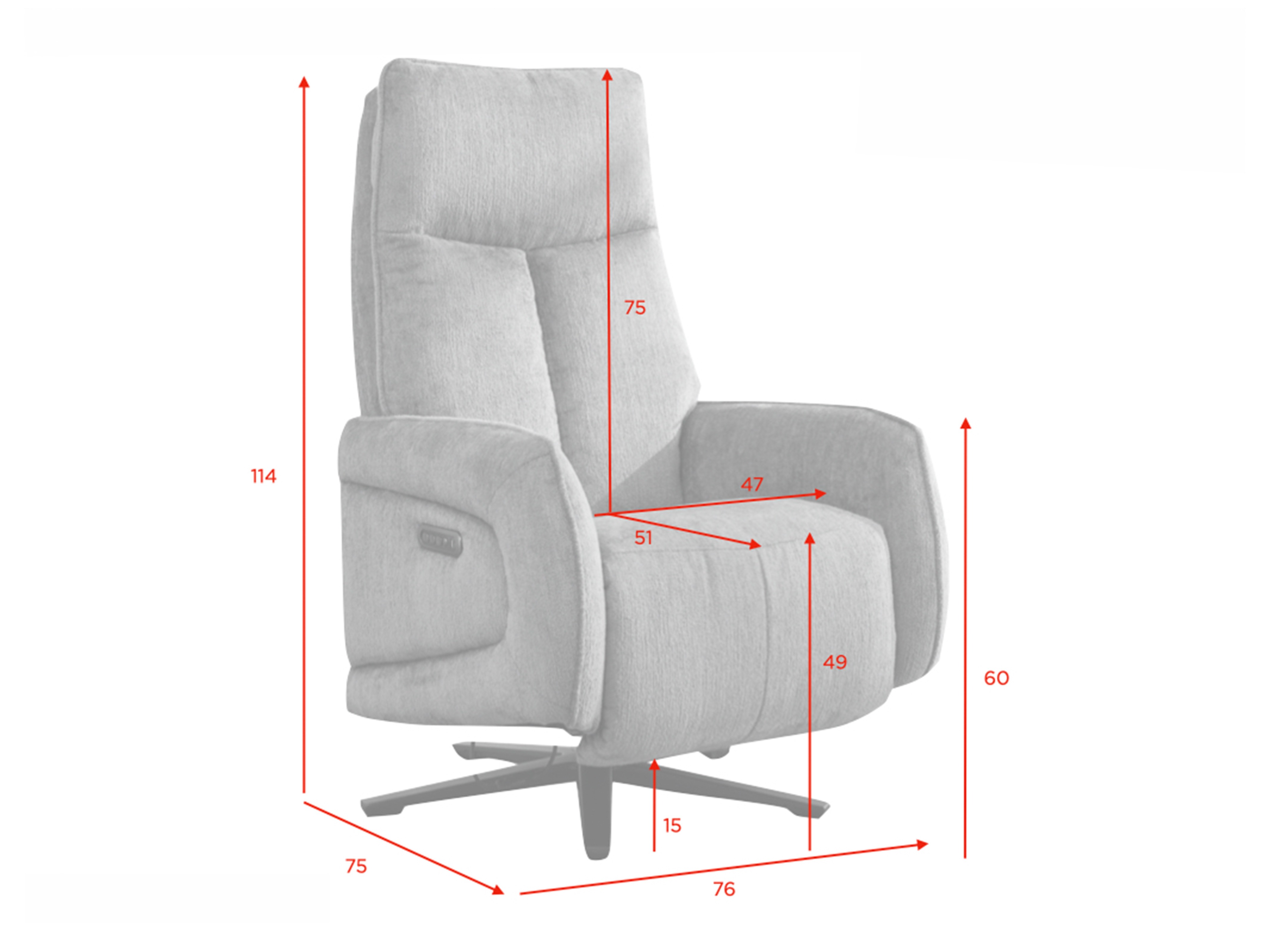 Armchair recliner Anaheim 112 (Light beige)