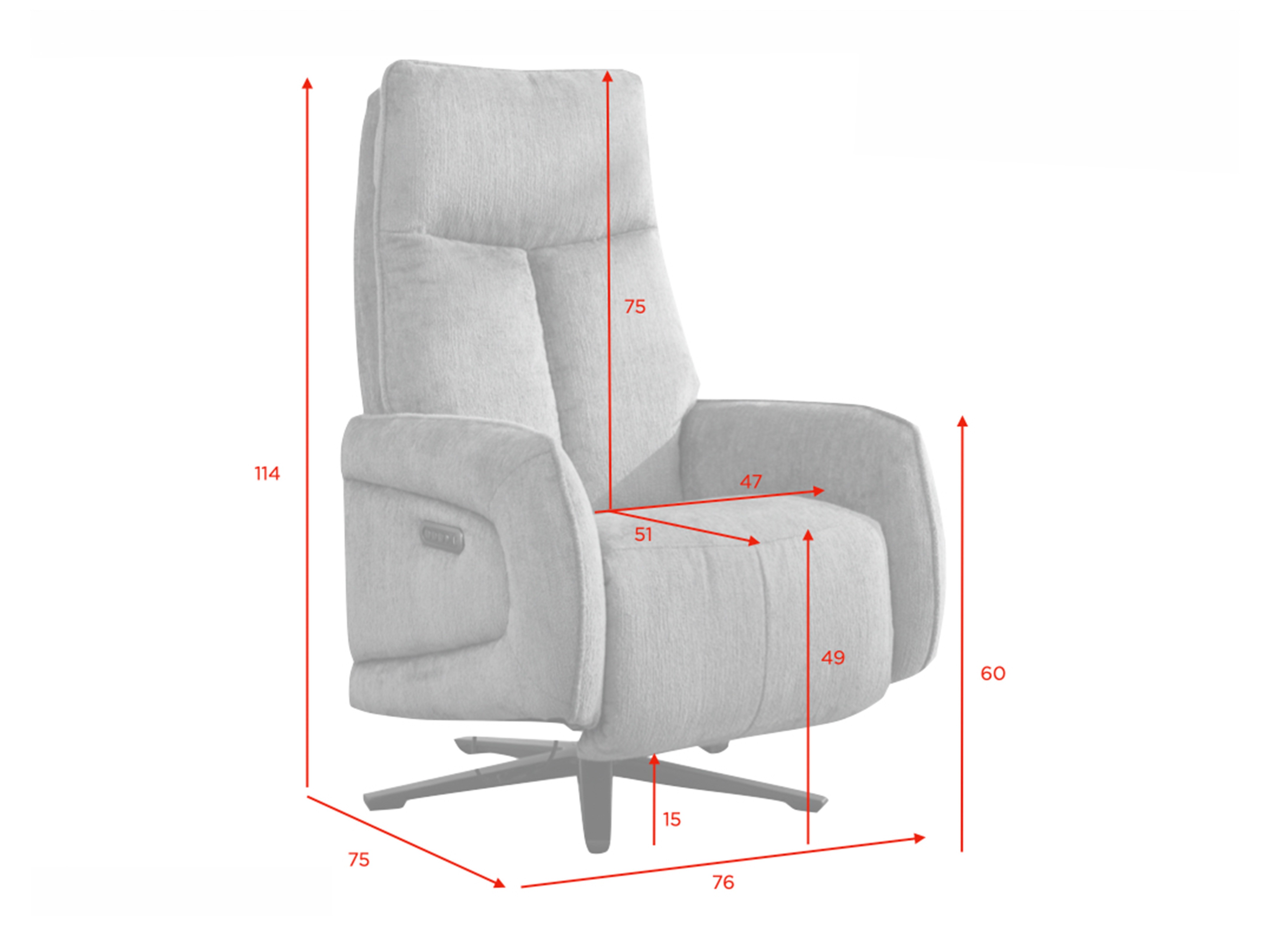Armchair recliner Anaheim 112 (Light blue)