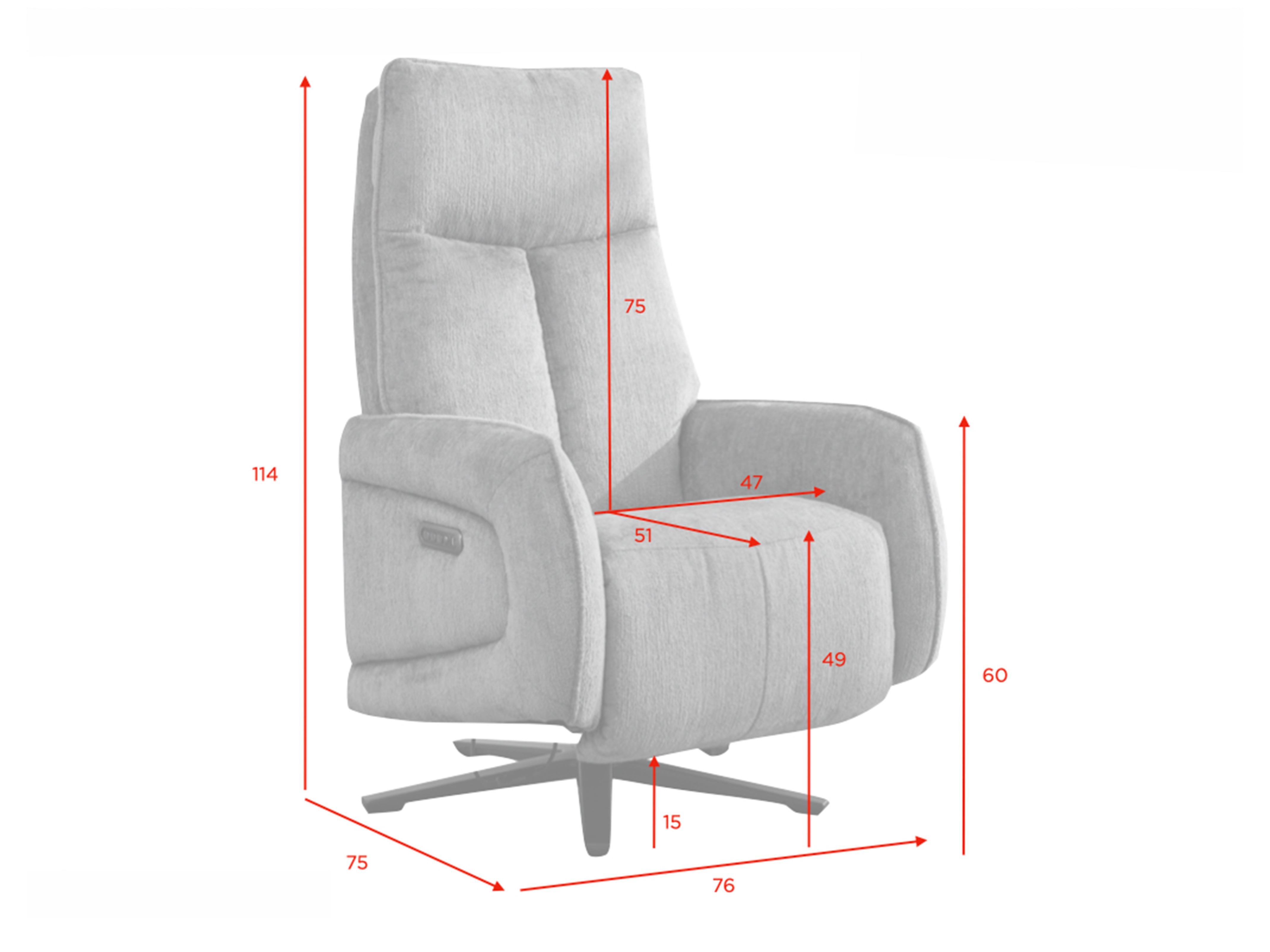 Recliner armchair Anaheim 112 (Dusty pink)