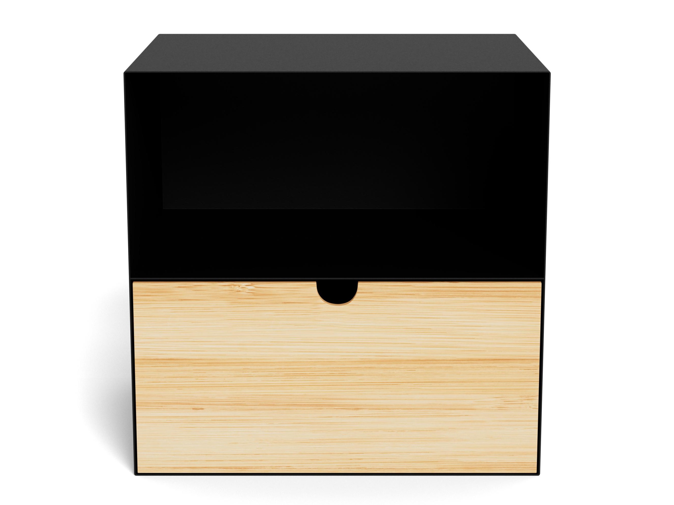 Bedside table Norsica 375 (Black + Light wood)