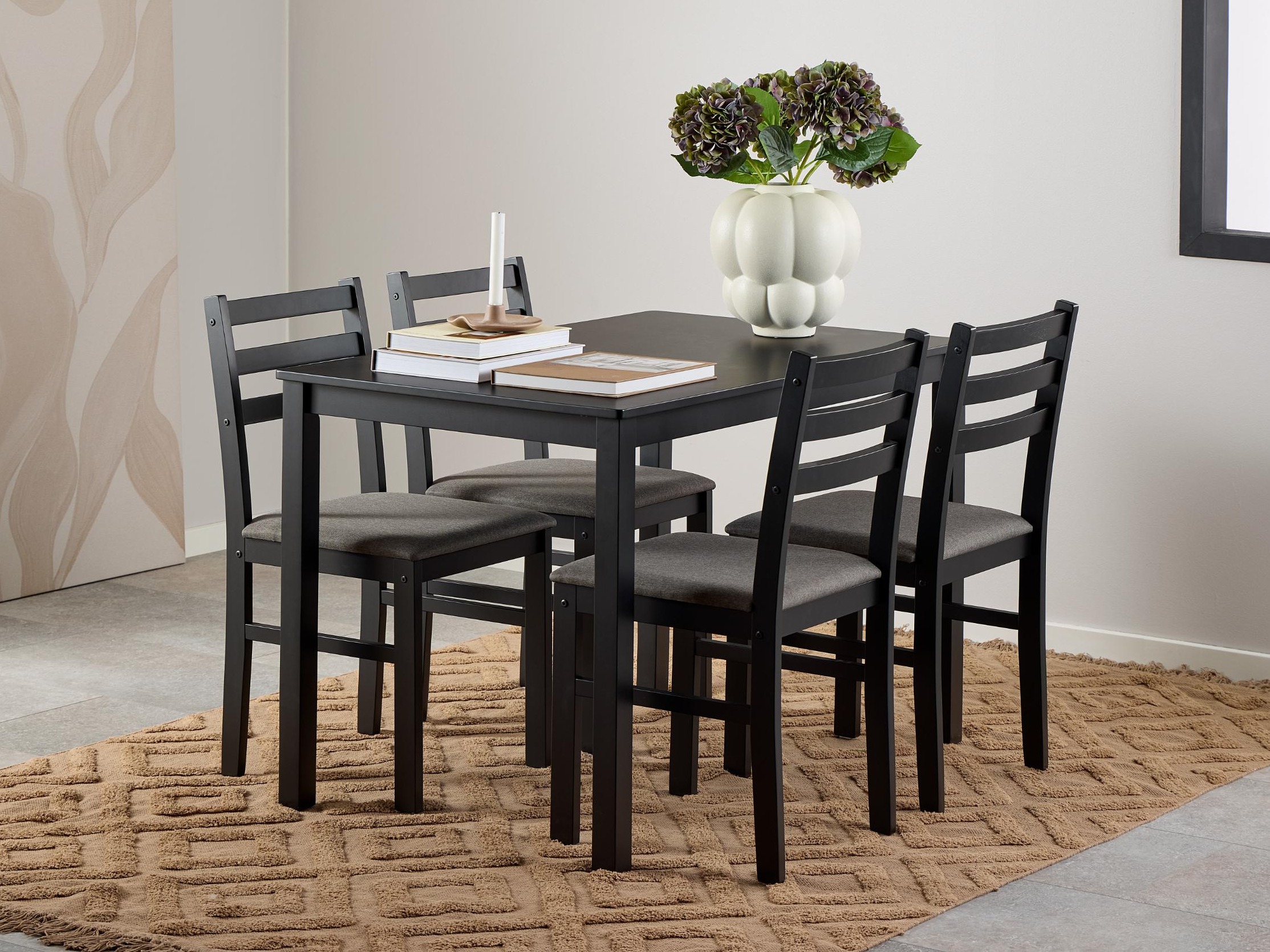 Dining set Norsica 857 (Black + Light grey)