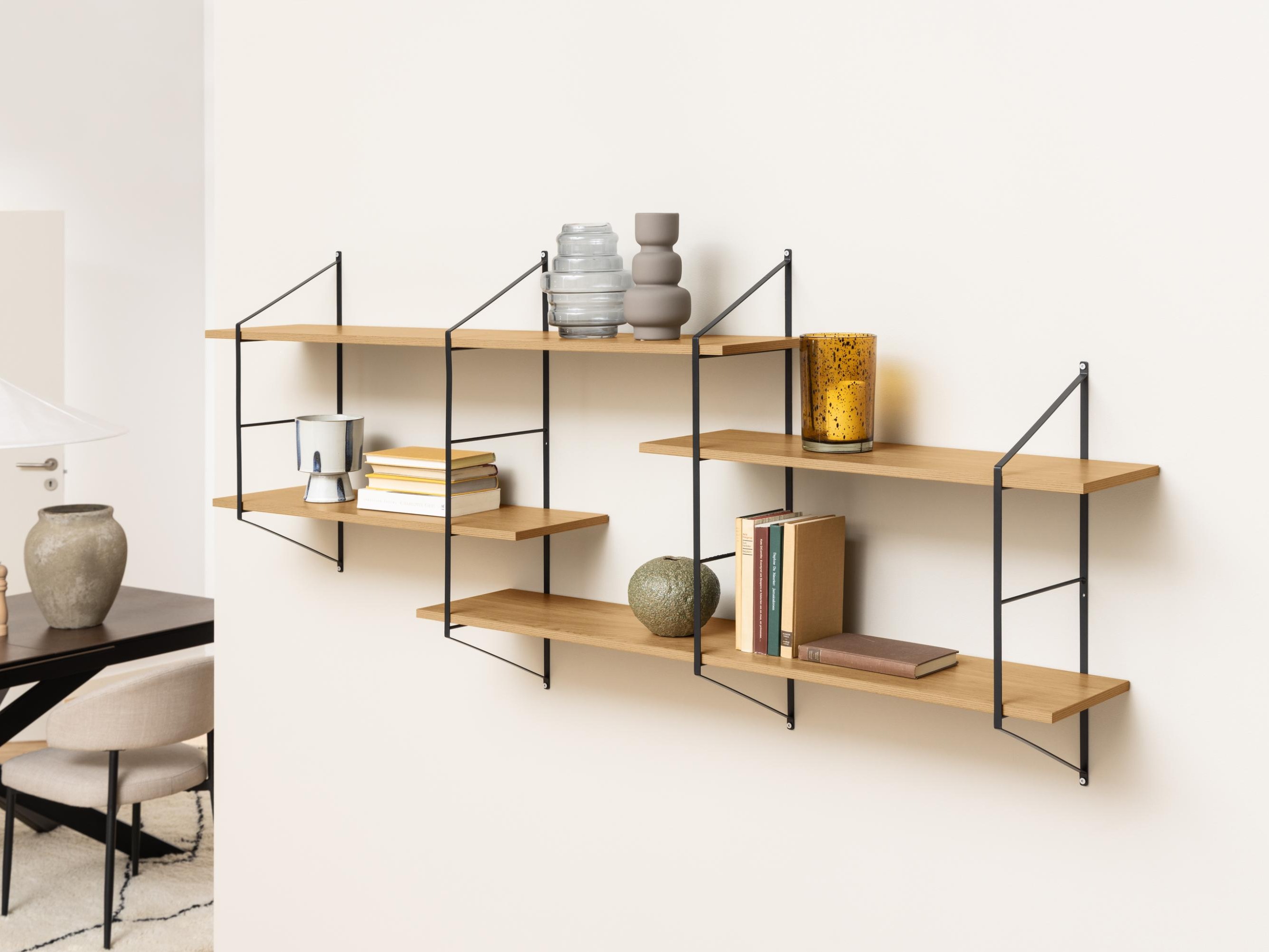 Wall shelf Norsica 447 (Light brown + Black)