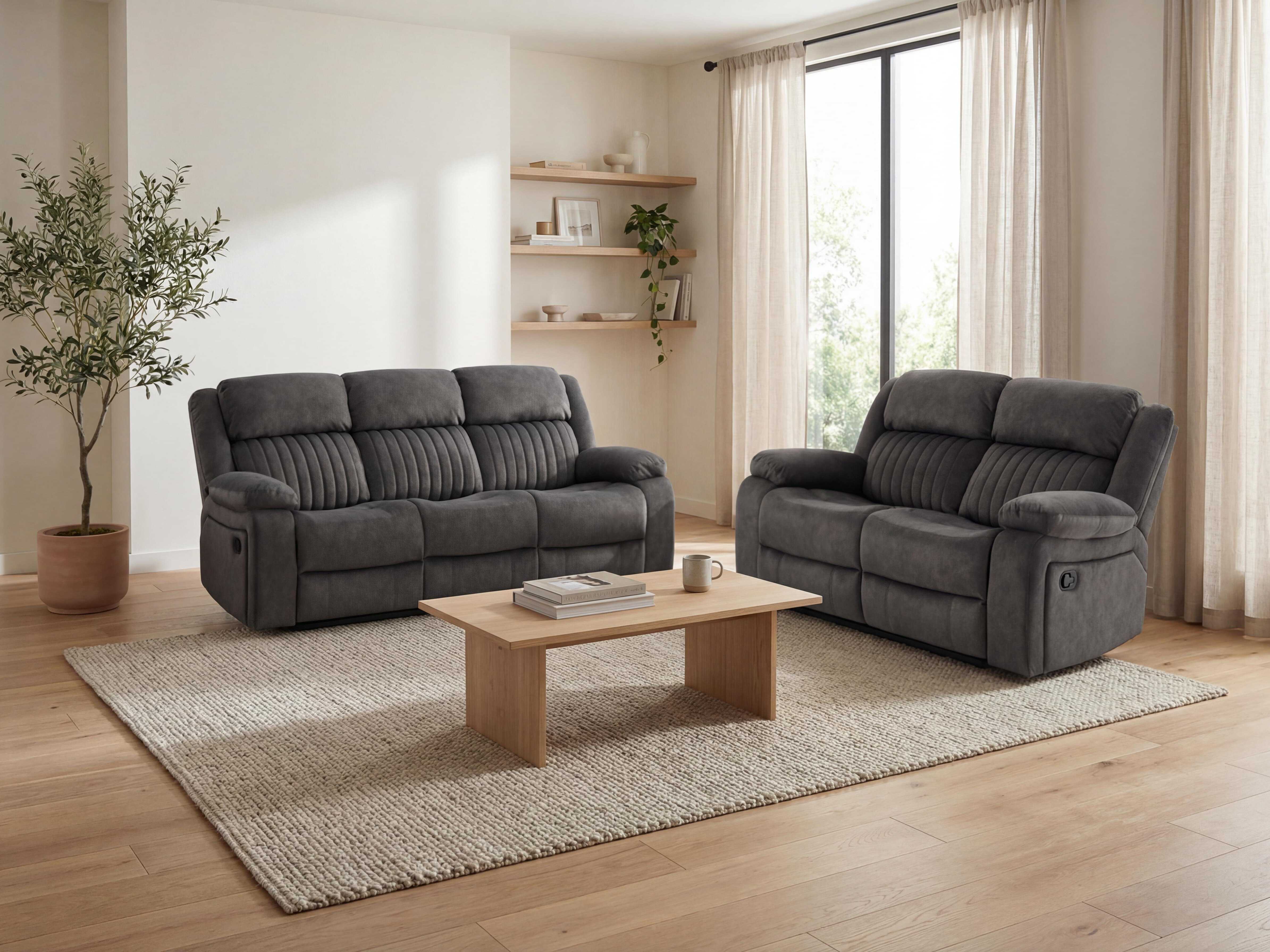Recliner sofa Lufero 101 (Dark grey)
