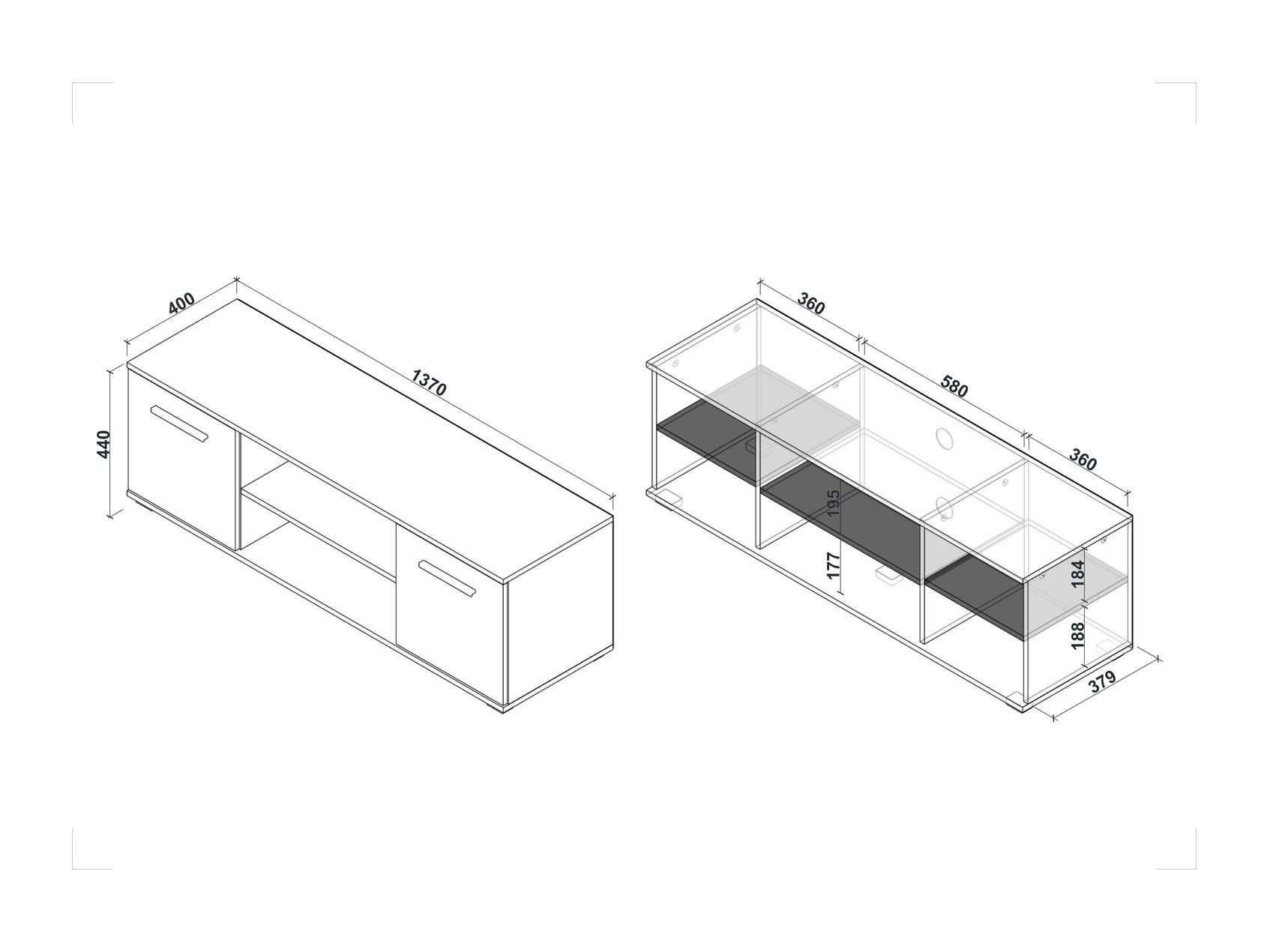 TV stand Cirveso 109 (White + Glossy white)