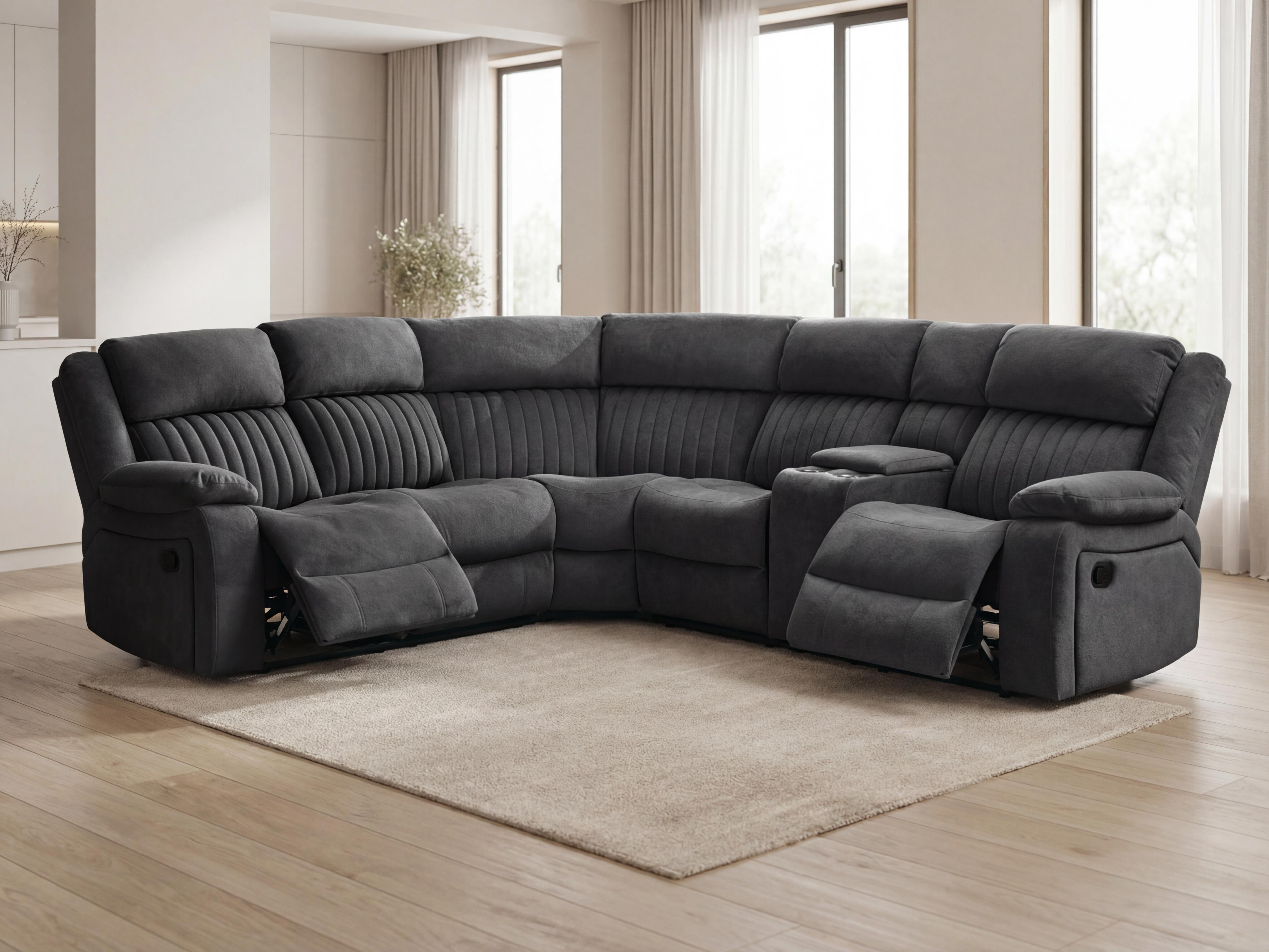 Corner sofa recliner Lufero 104 (Dark grey)