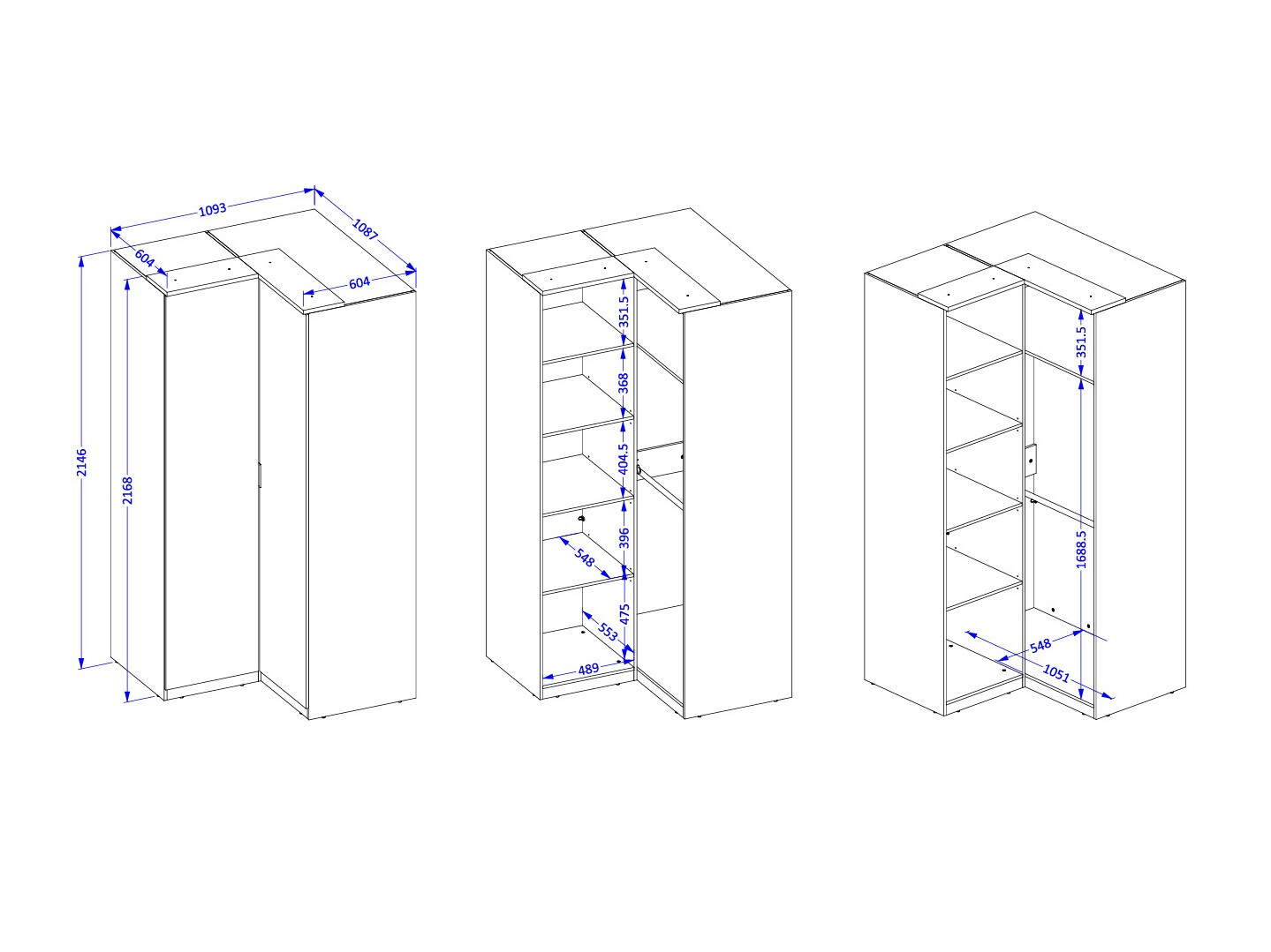 Corner wardrobe Nolcala 107 (Oak + Beige)