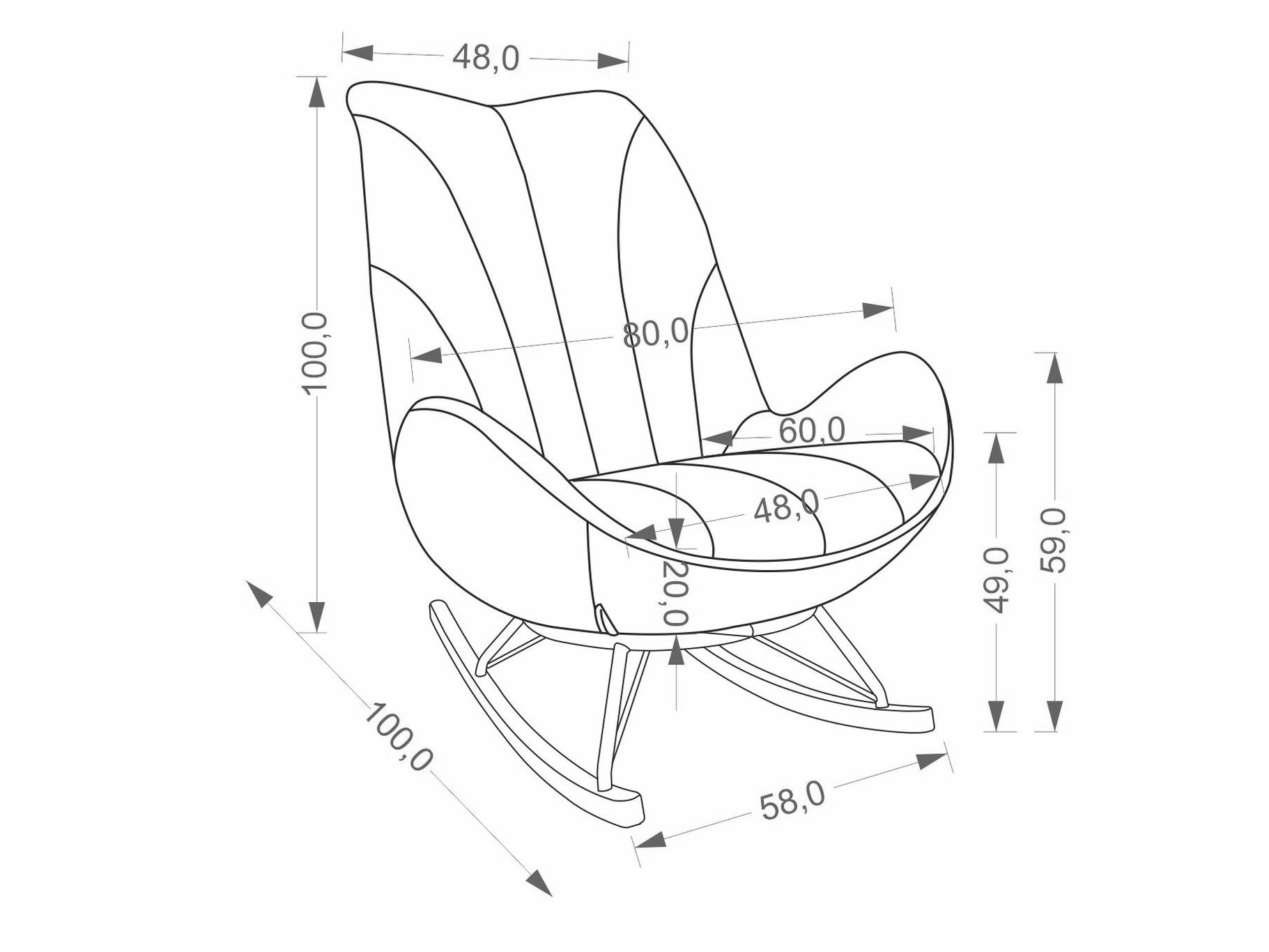 Rocking chair Houston 2099 (Grey)
