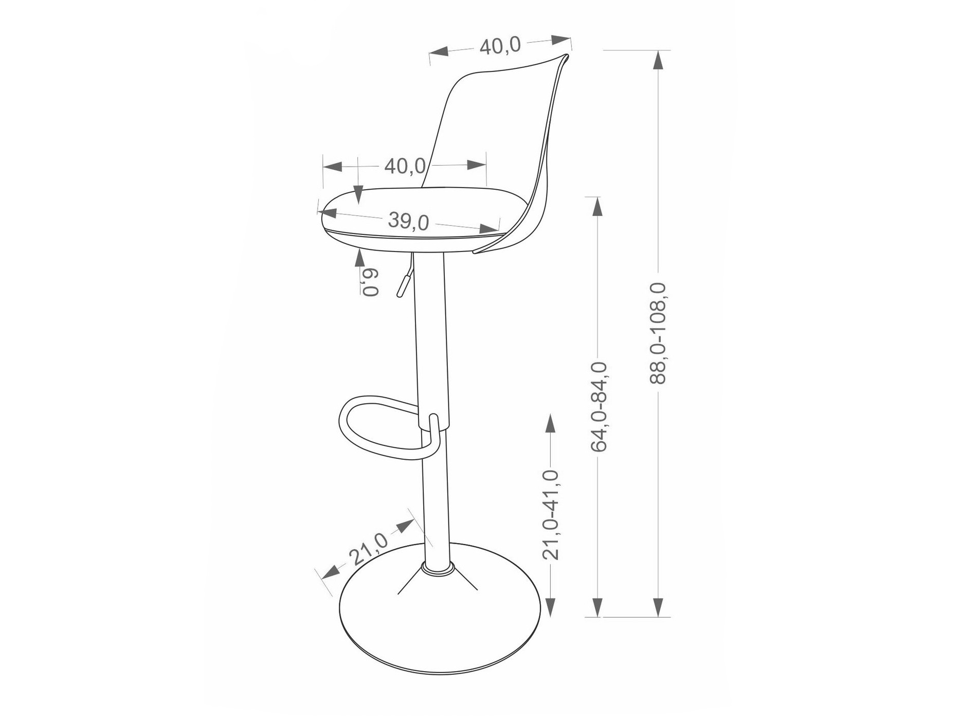 Bar stool Houston 2104 (Grey + Black)