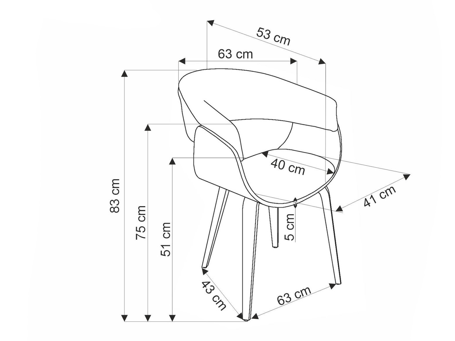 Chair Houston 1597 (Grey + Walnut)