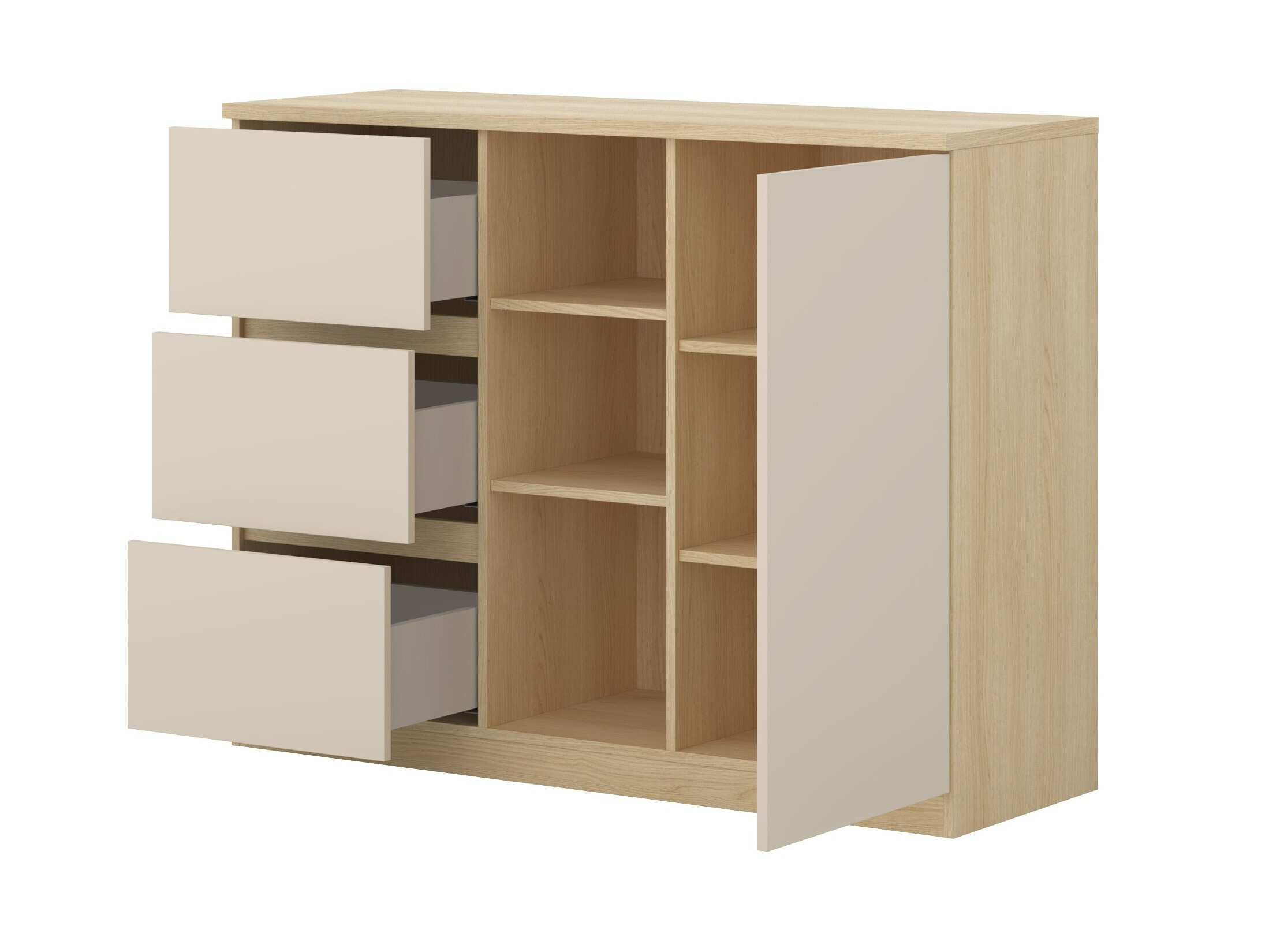 Chest of drawers Nolcala 109 (Oak + Beige)