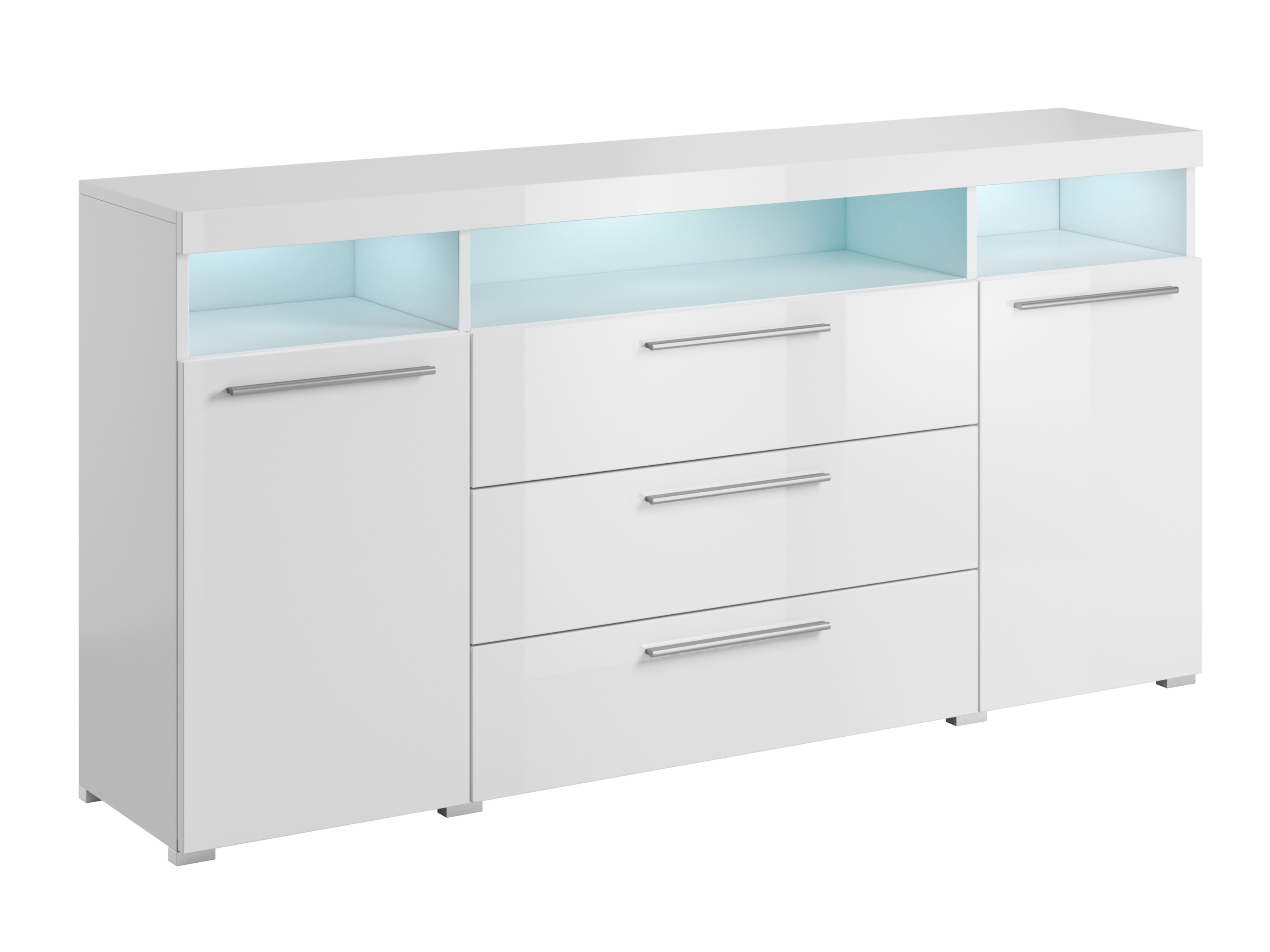Chest of drawers Torvire 109 (White + Glossy white)