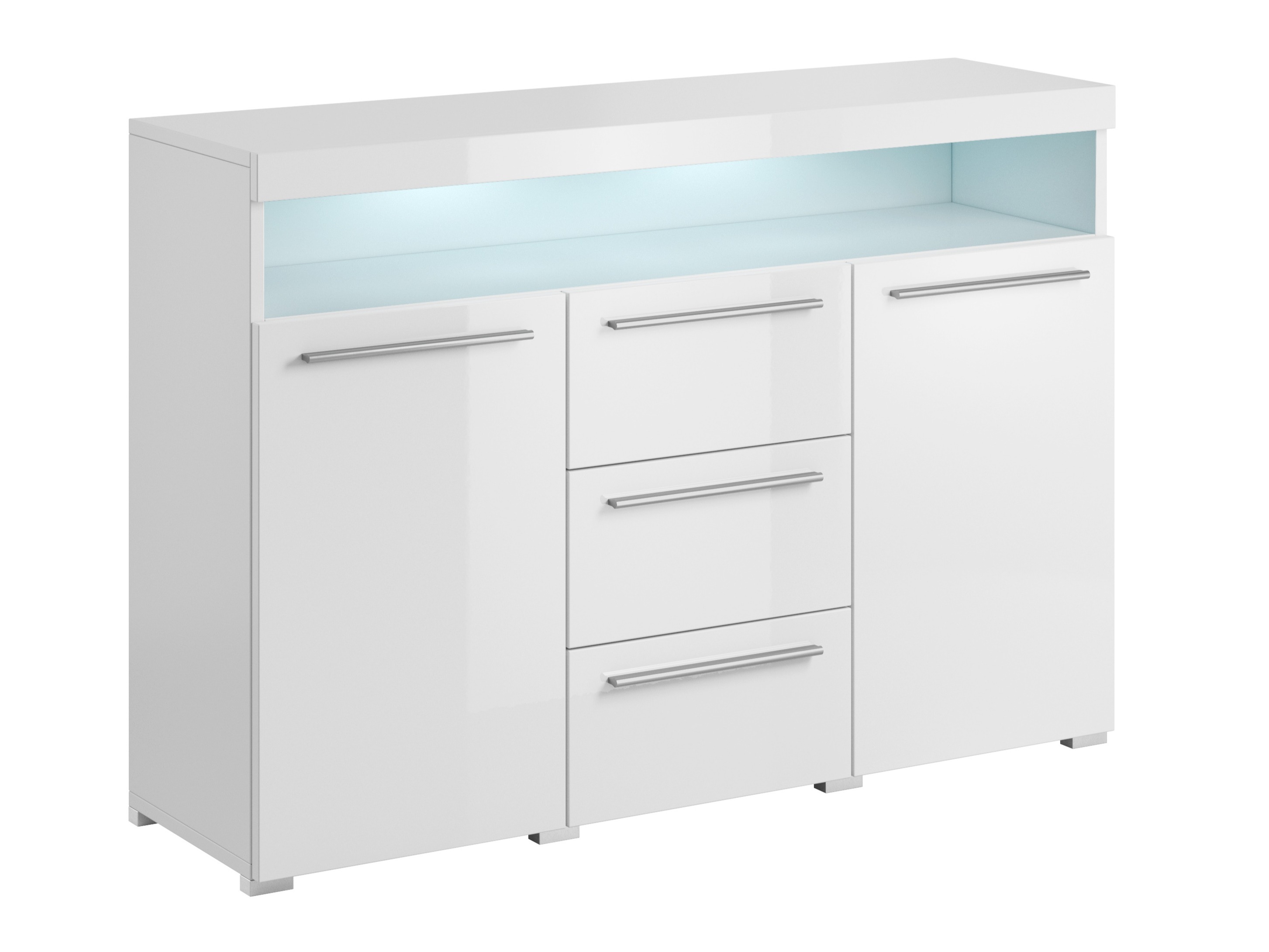 Chest of drawers Torvire 110 (White + Glossy white)