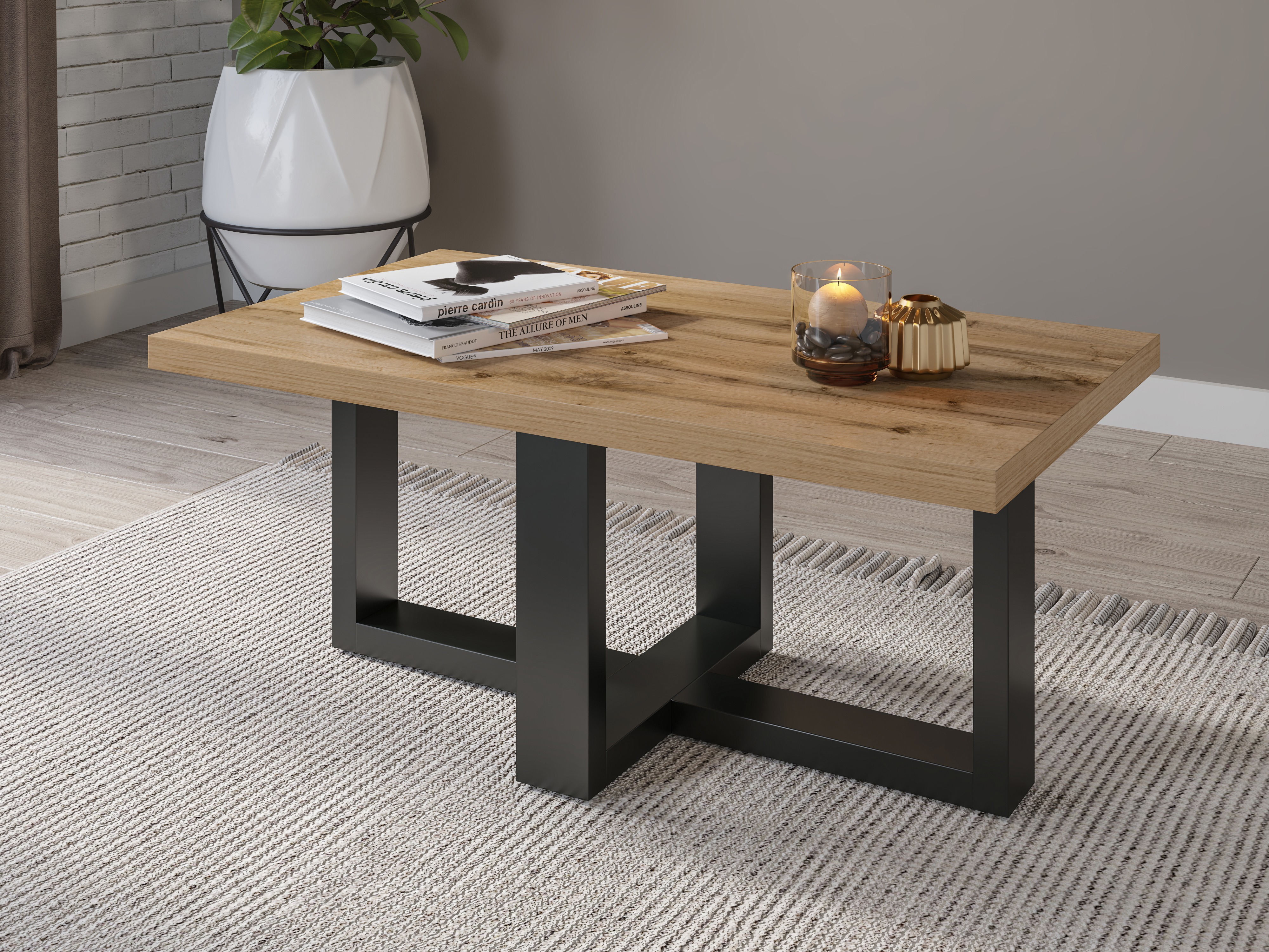 Coffee table Austin 317 (Black + Wotan Oak)