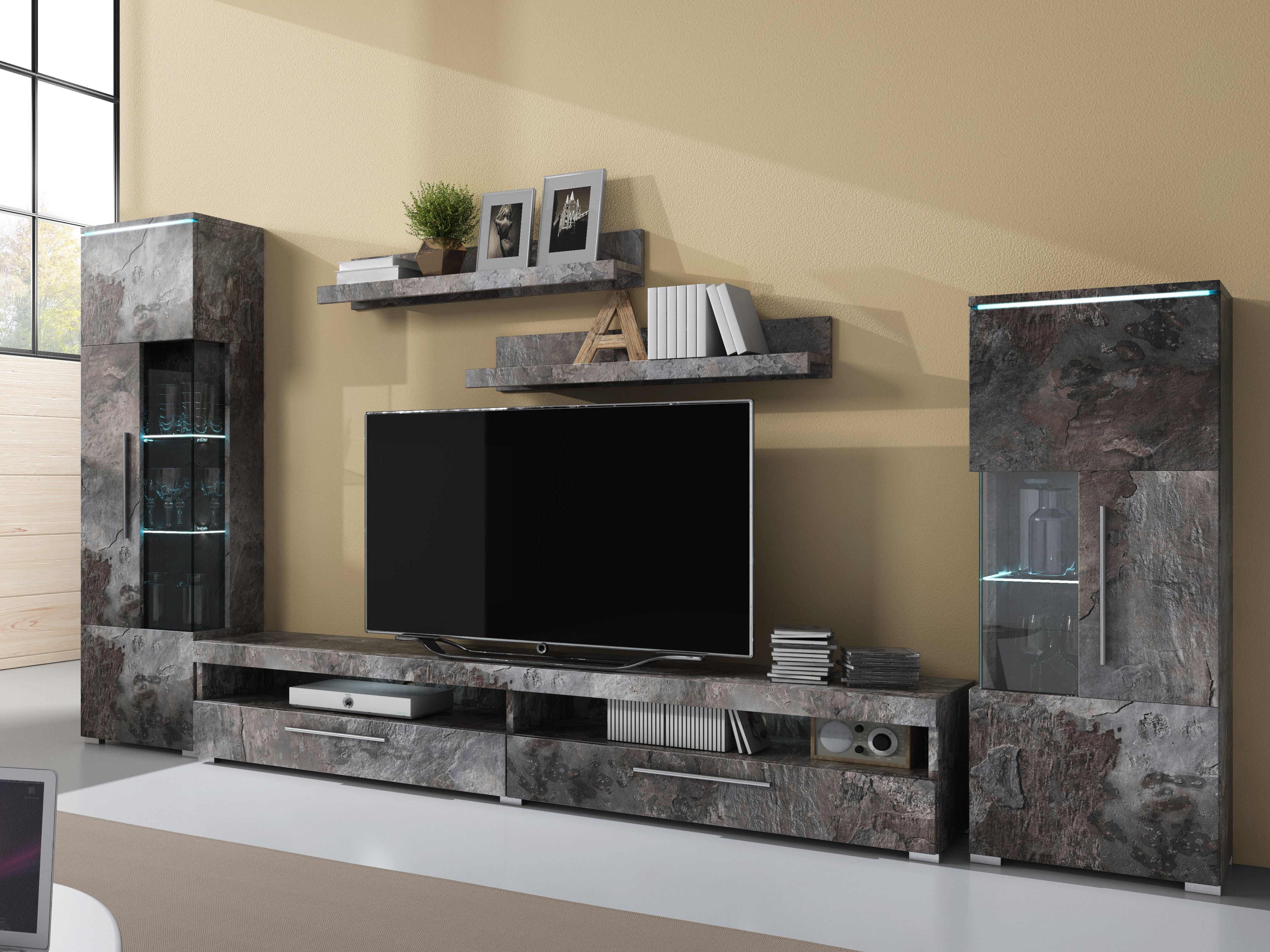 Wall-mounted set of shelves Torvire 105 (Dark concrete)
