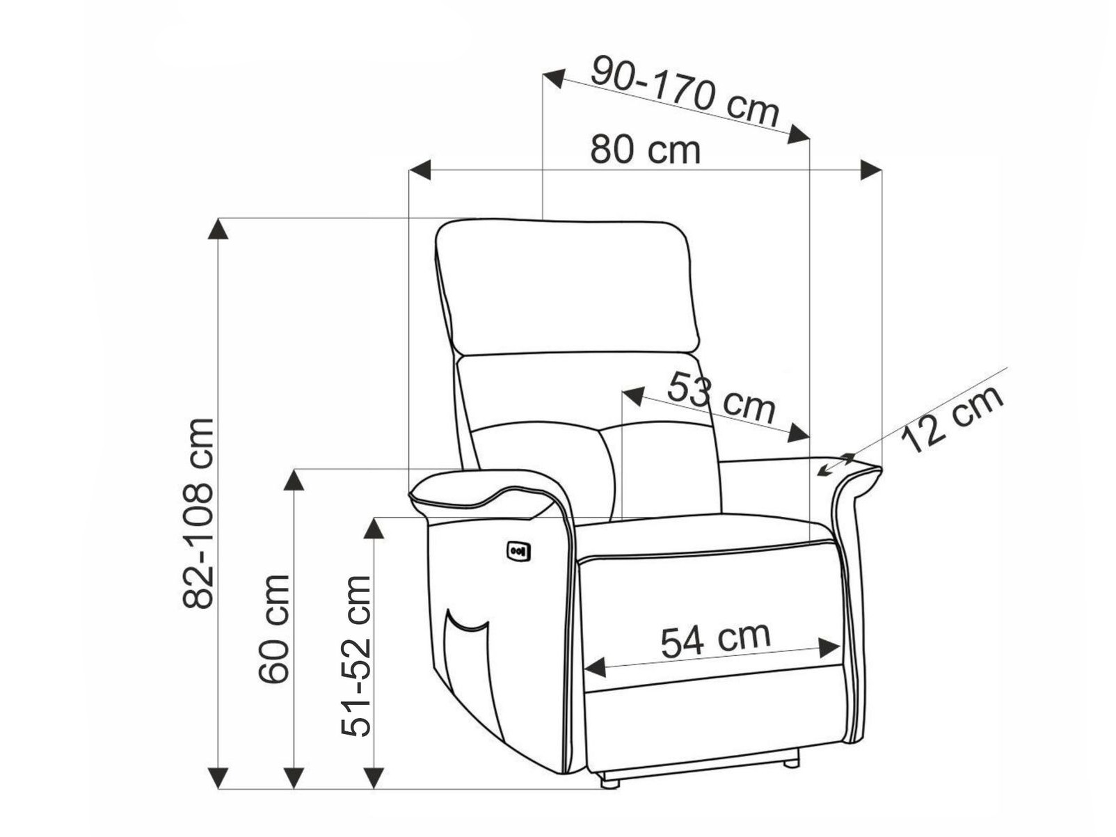 Armchair recliner Houston 1979 (Black)