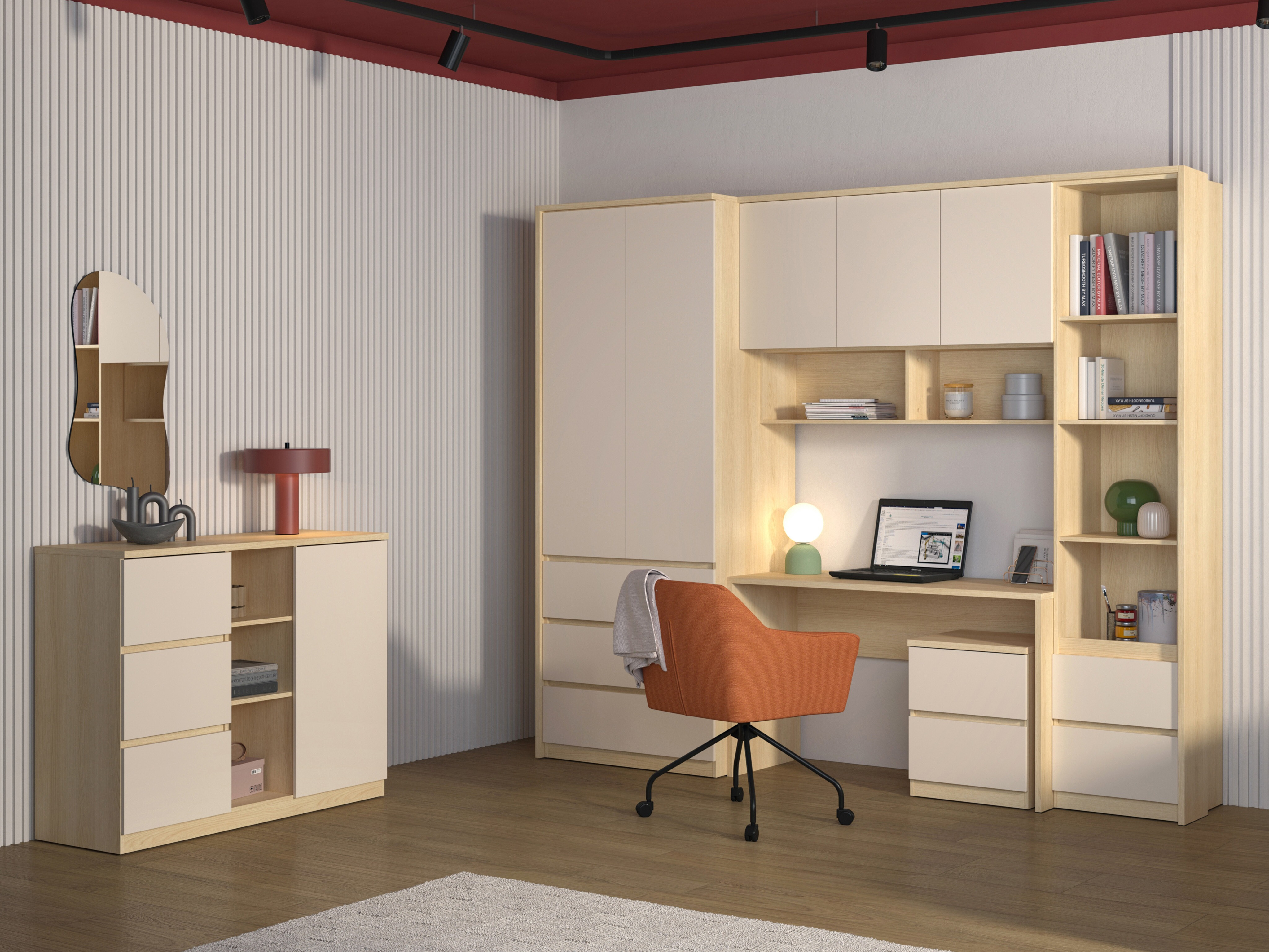 Chest of drawers Nolcala 109 (Oak + Beige)