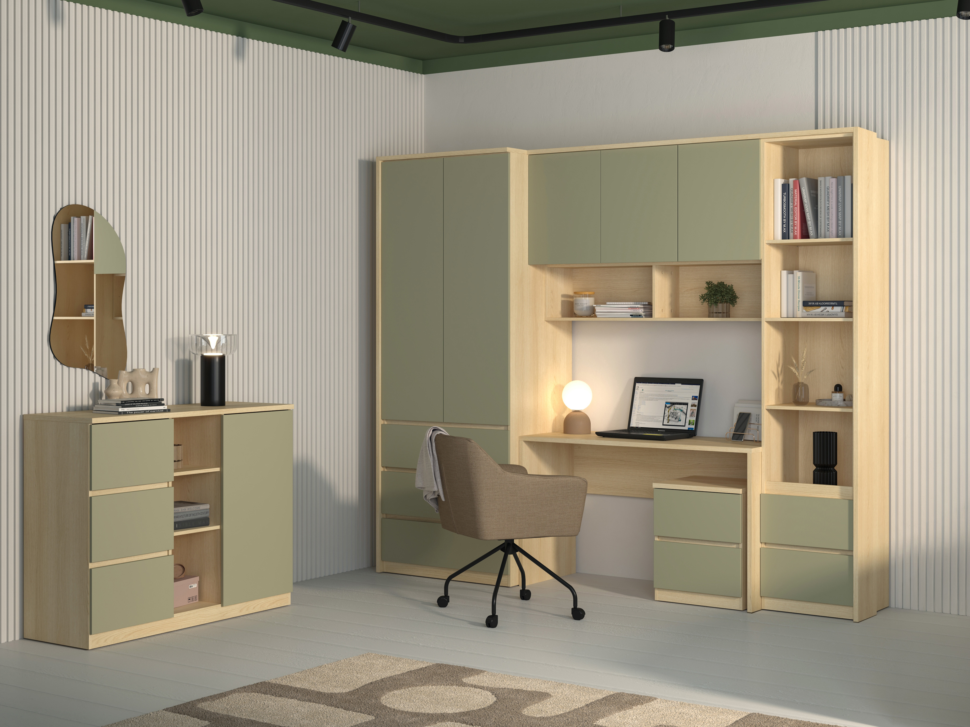 Chest of drawers Nolcala 109 (Oak + Eucalyptus)