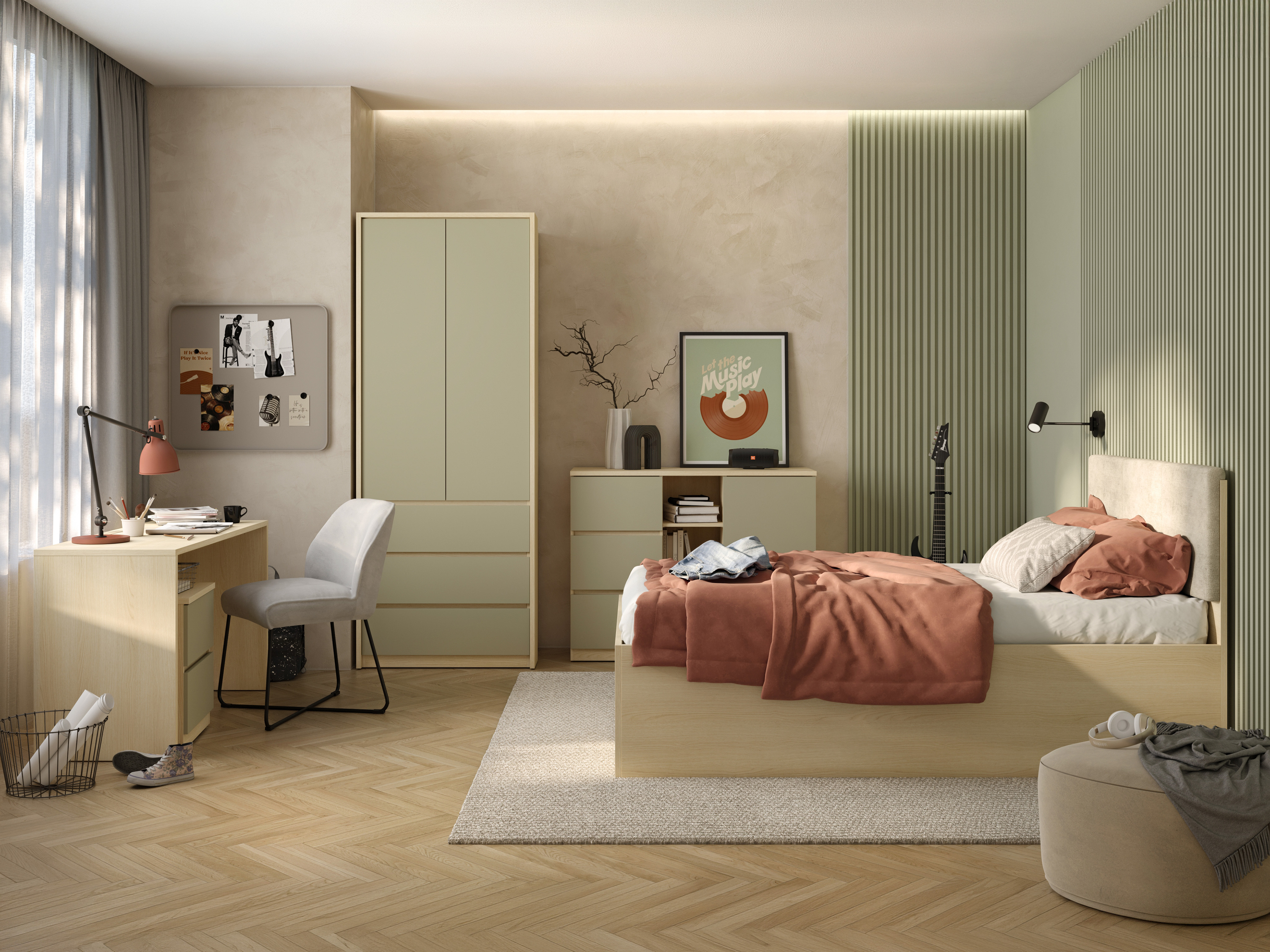 Chest of drawers Nolcala 109 (Oak + Eucalyptus)