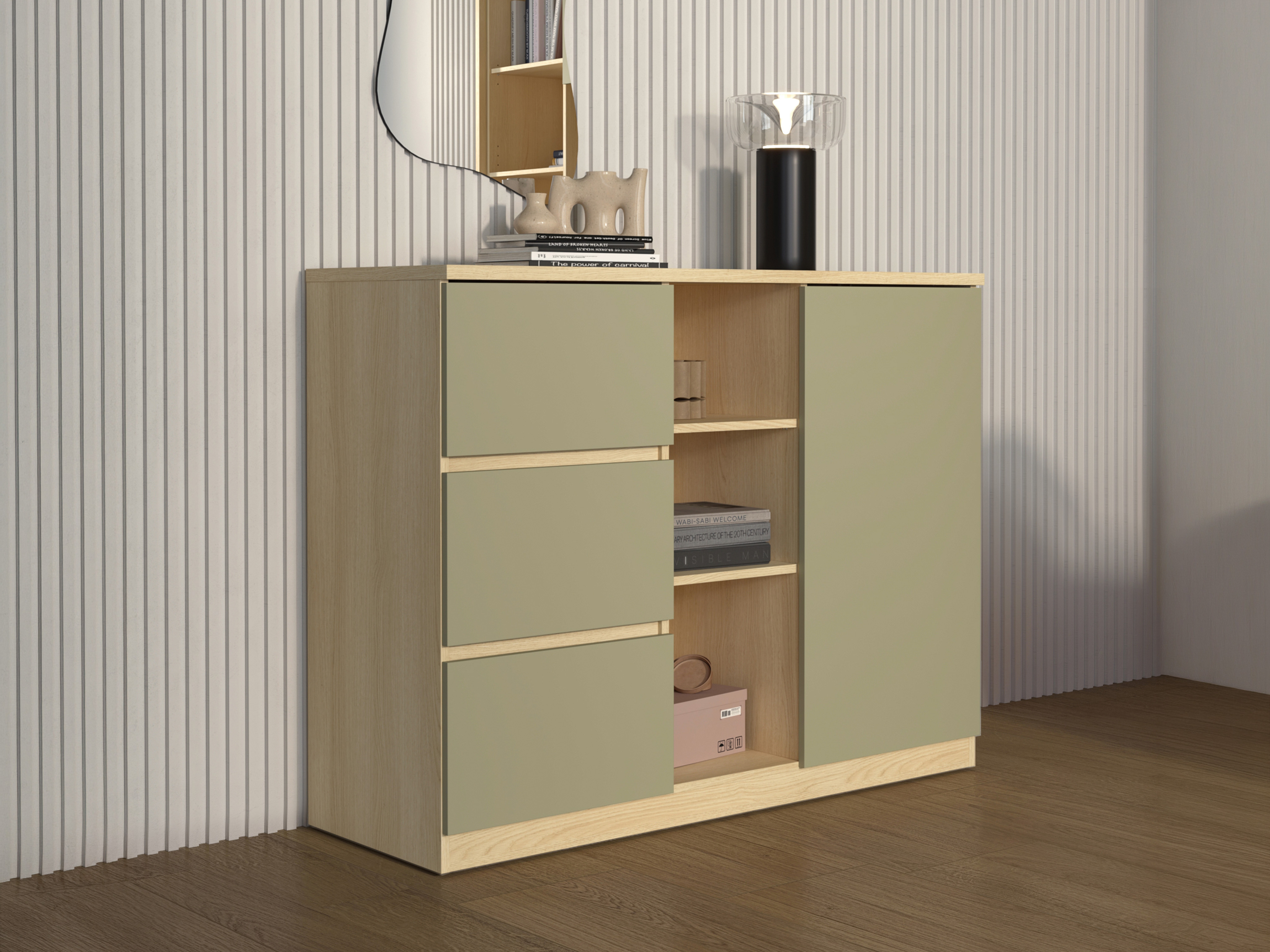 Chest of drawers Nolcala 109 (Oak + Eucalyptus)