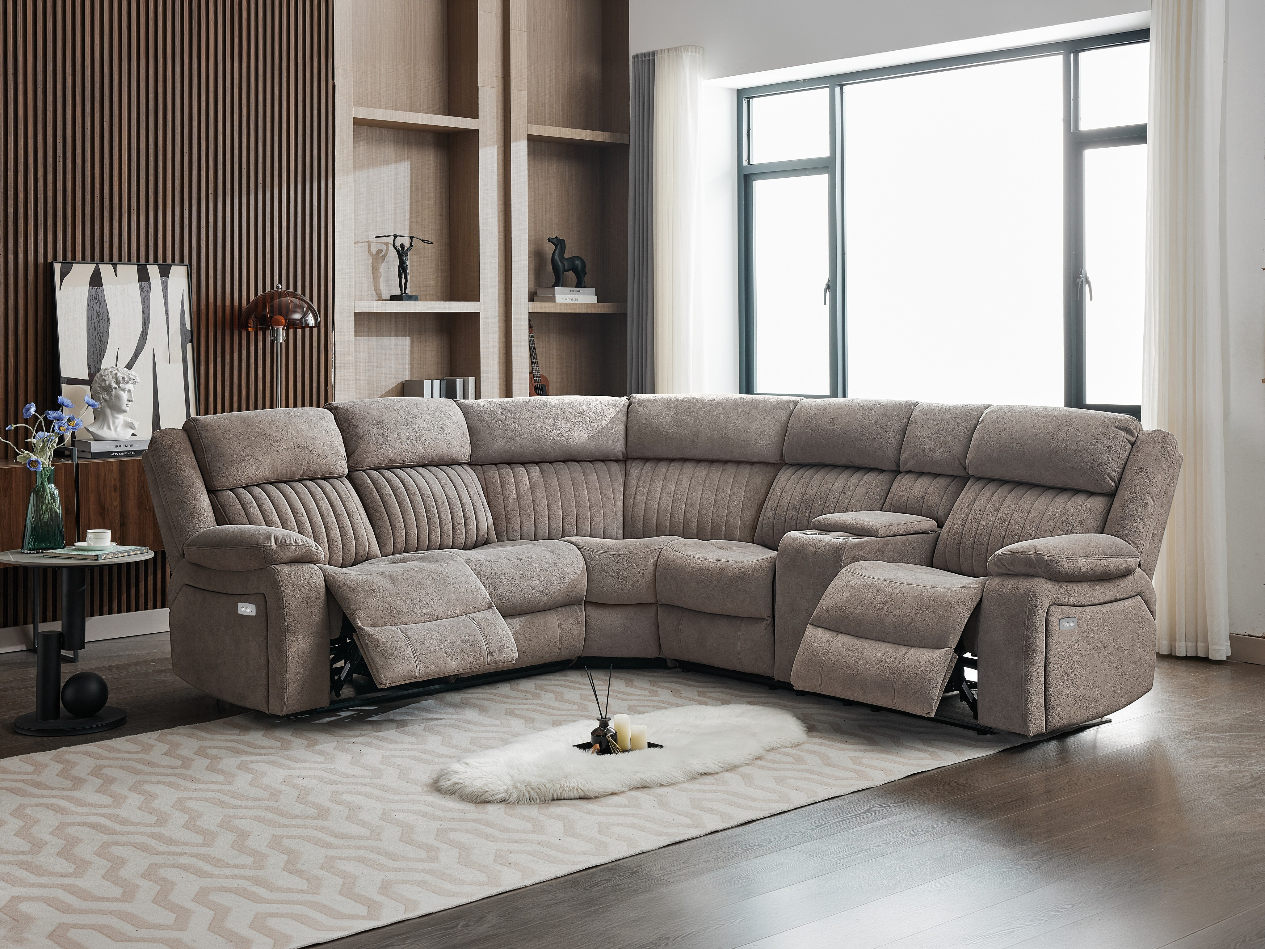 Corner sofa recliner Lufero 109 (Taupe)