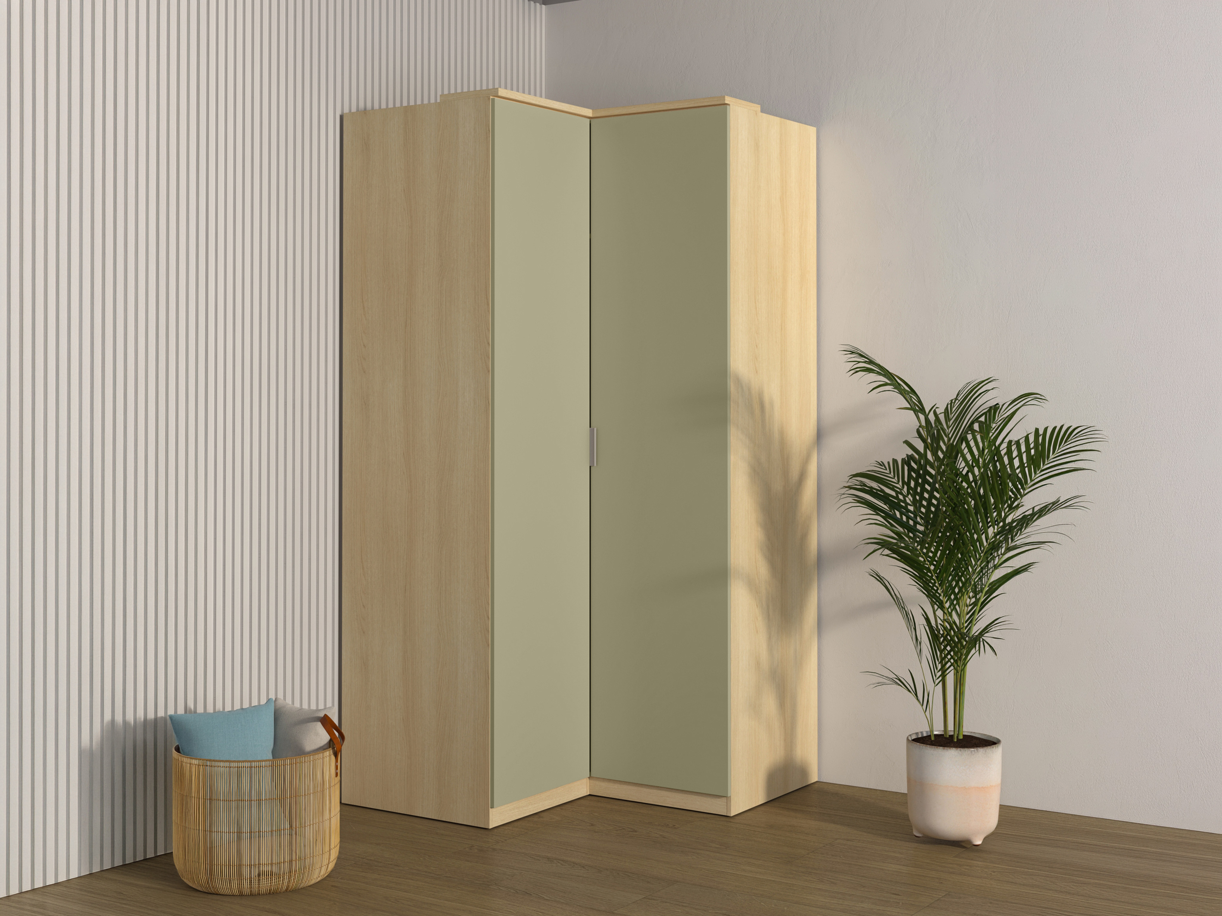 Corner wardrobe Nolcala 107 (Oak + Eucalyptus)