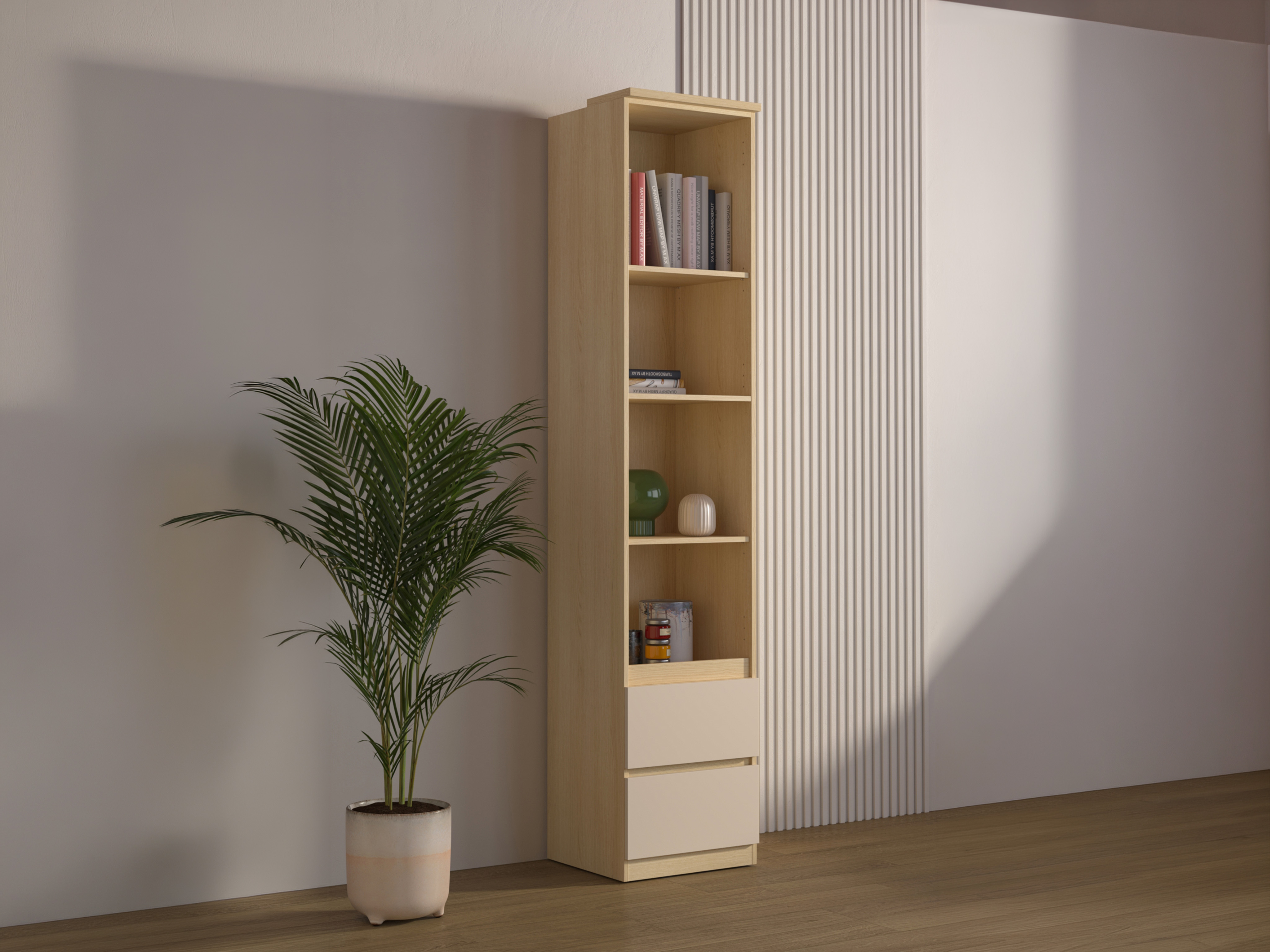 Bookcase Nolcala 111 (Oak + Beige)