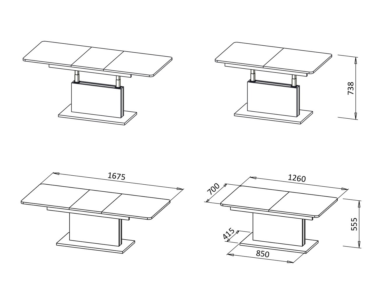 Coffee table transformer Houston 1253 (Matte white)