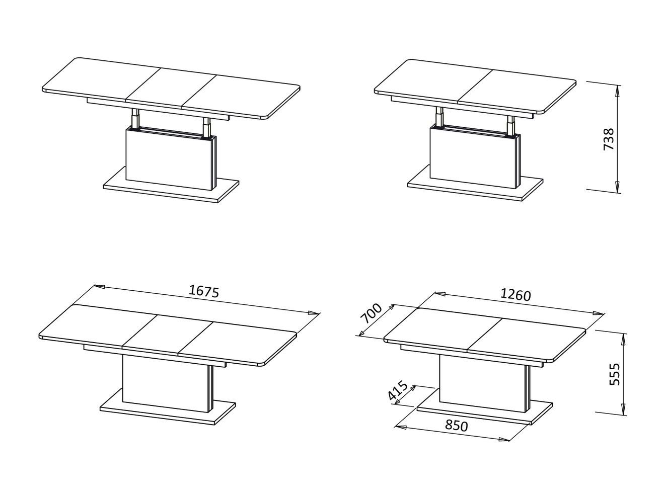 Transforming coffee table Houston 1253 (Wotan Oak + Black)