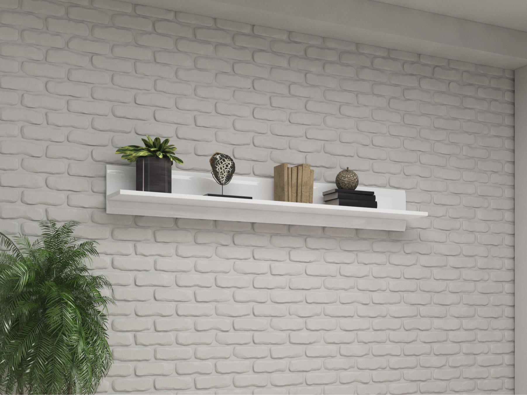 Wall shelf Ophsalu 100 (White + Glossy white)