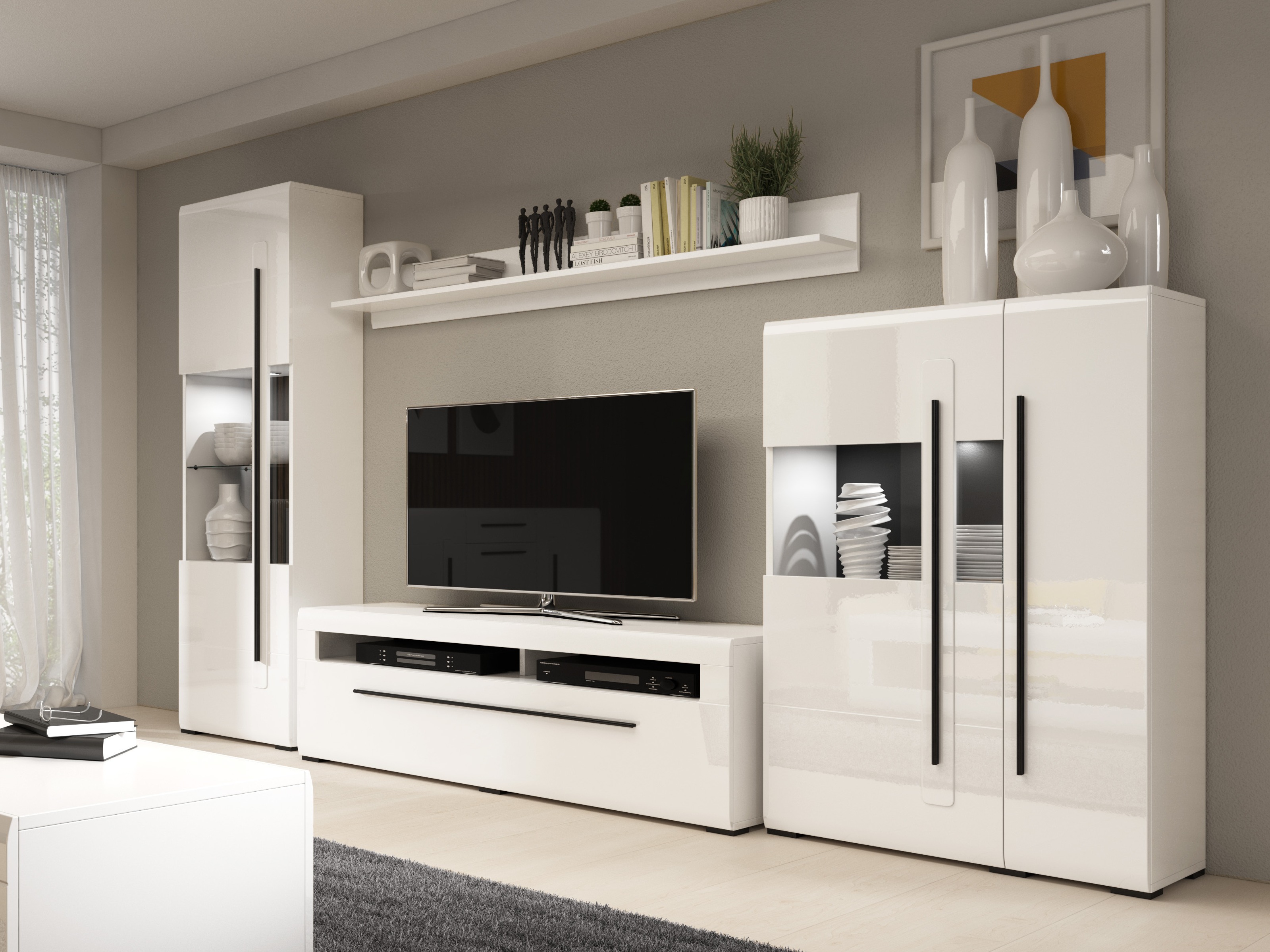 Wall shelf Ophsalu 100 (White + Glossy white)