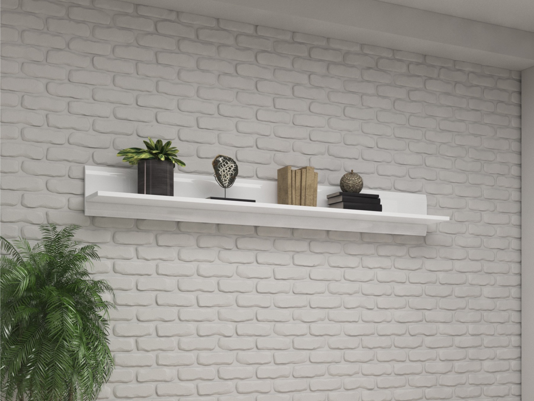 Wall shelf Ophsalu 101 (White + Glossy white)