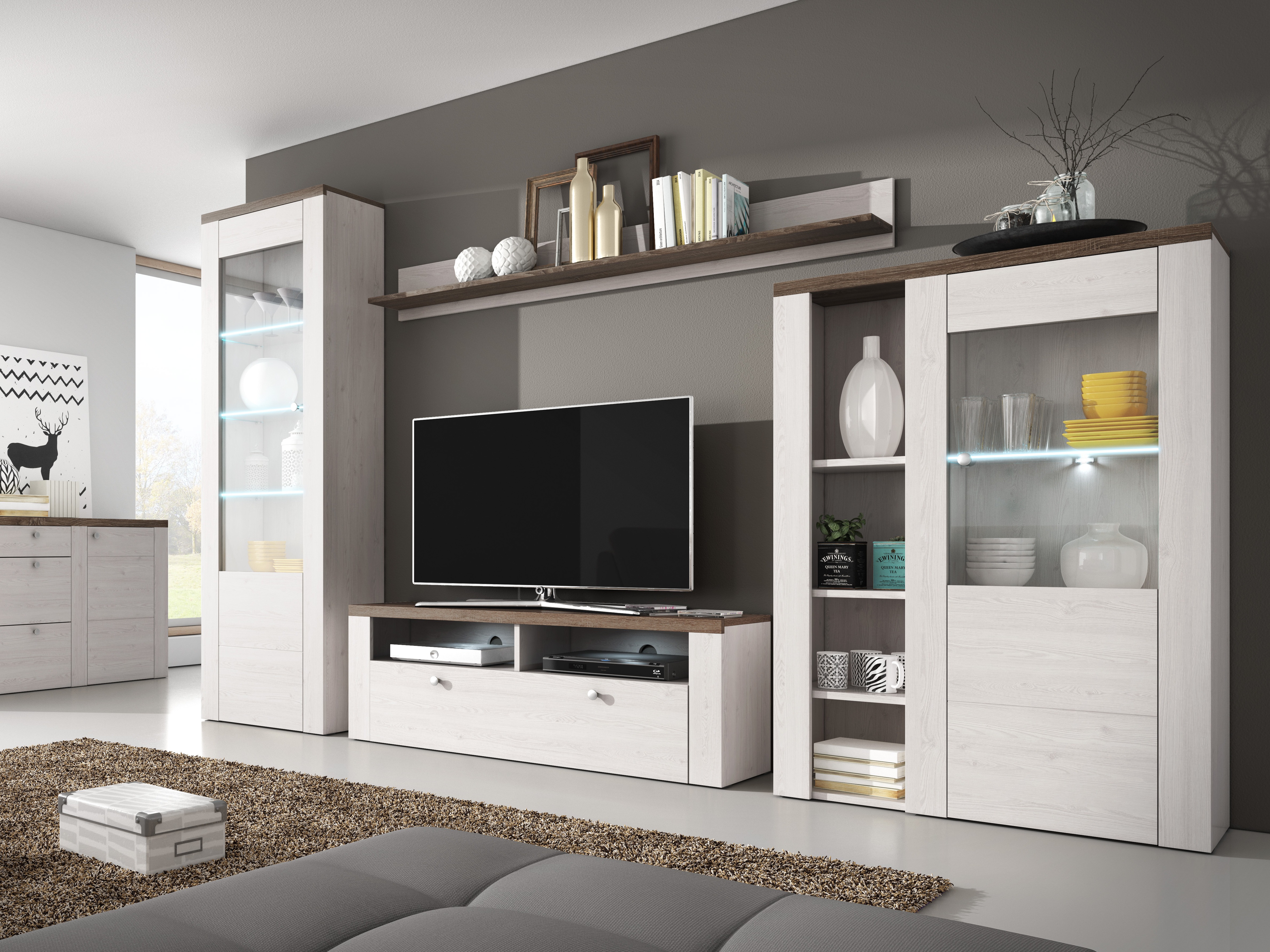 Wall shelf Salelbo 101 (Sibu larch + Trufel oak)