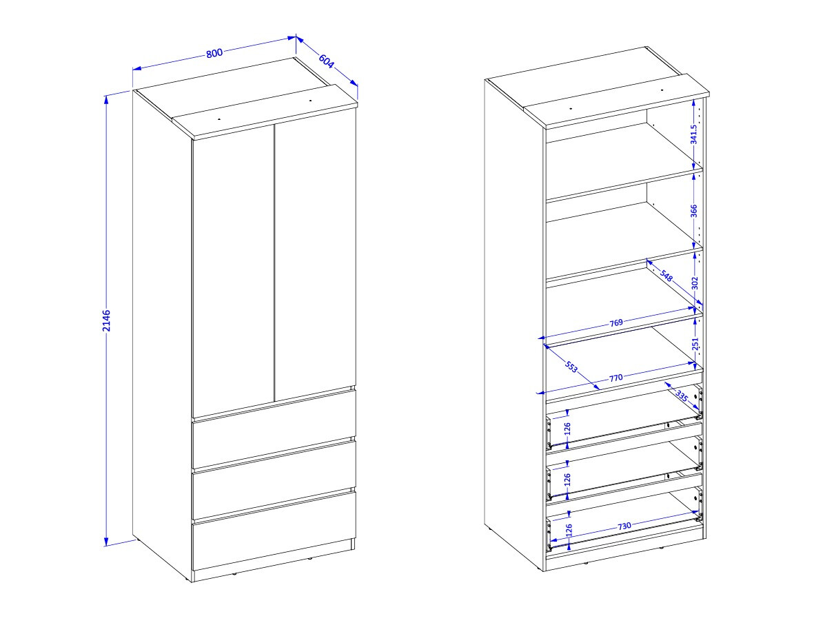 Wardrobe Nolcala 110 (Oak + Eucalyptus)