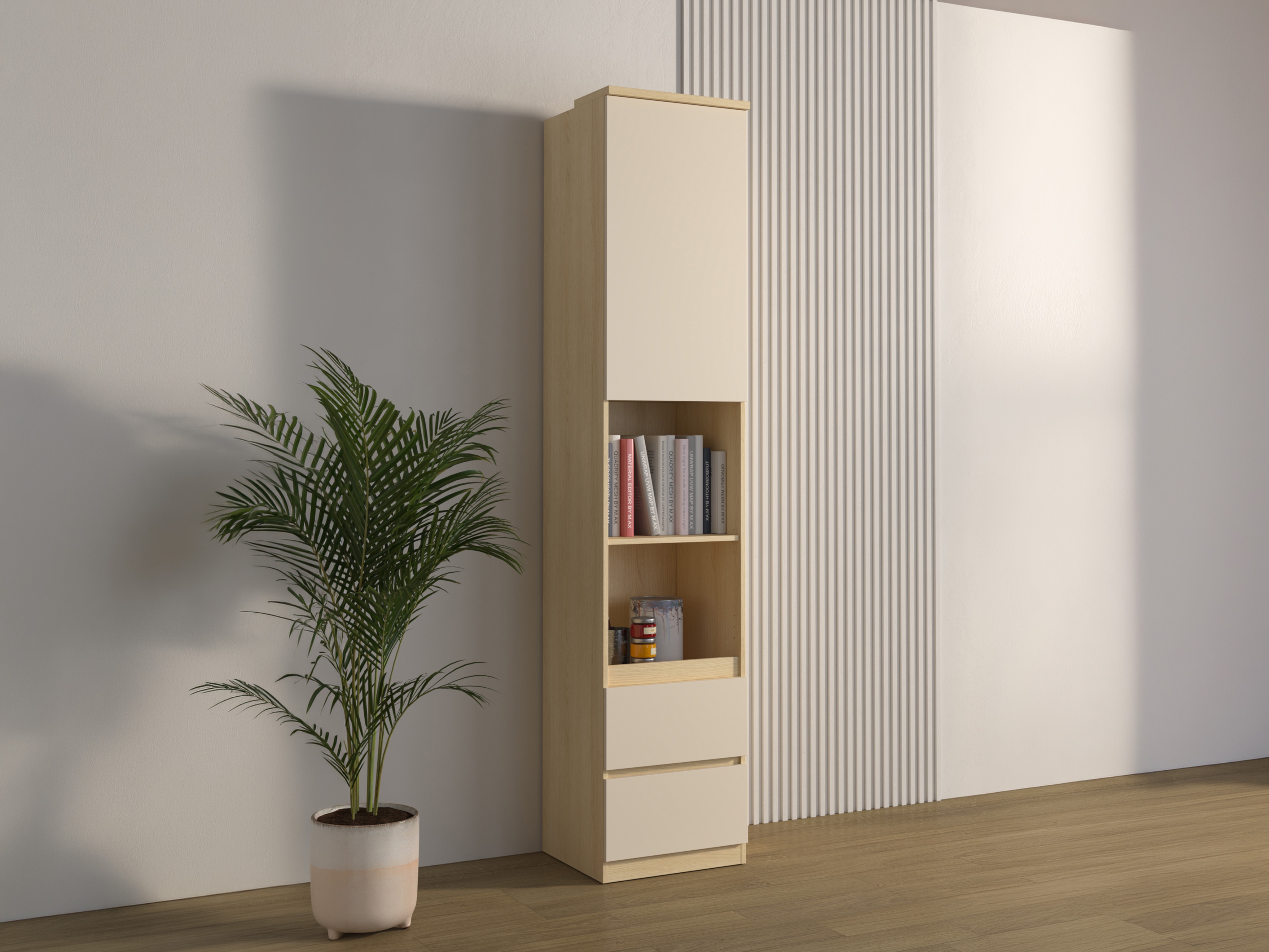 Bookcase Nolcala 112 (Oak + Beige)