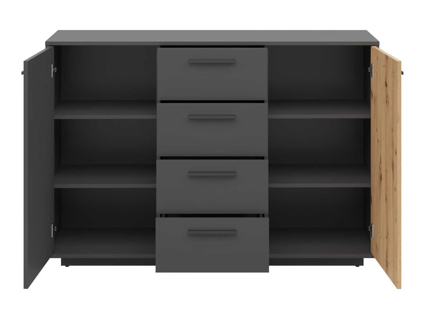 Chest of drawers Melvelo 101 (Anthracite + Artisan oak)