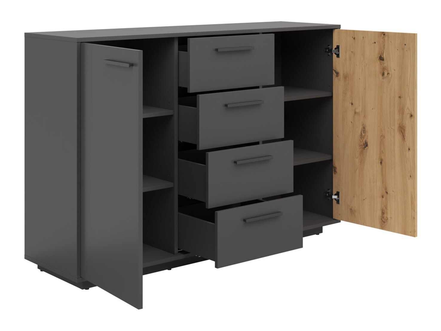 Chest of drawers Melvelo 101 (Anthracite + Artisan oak)