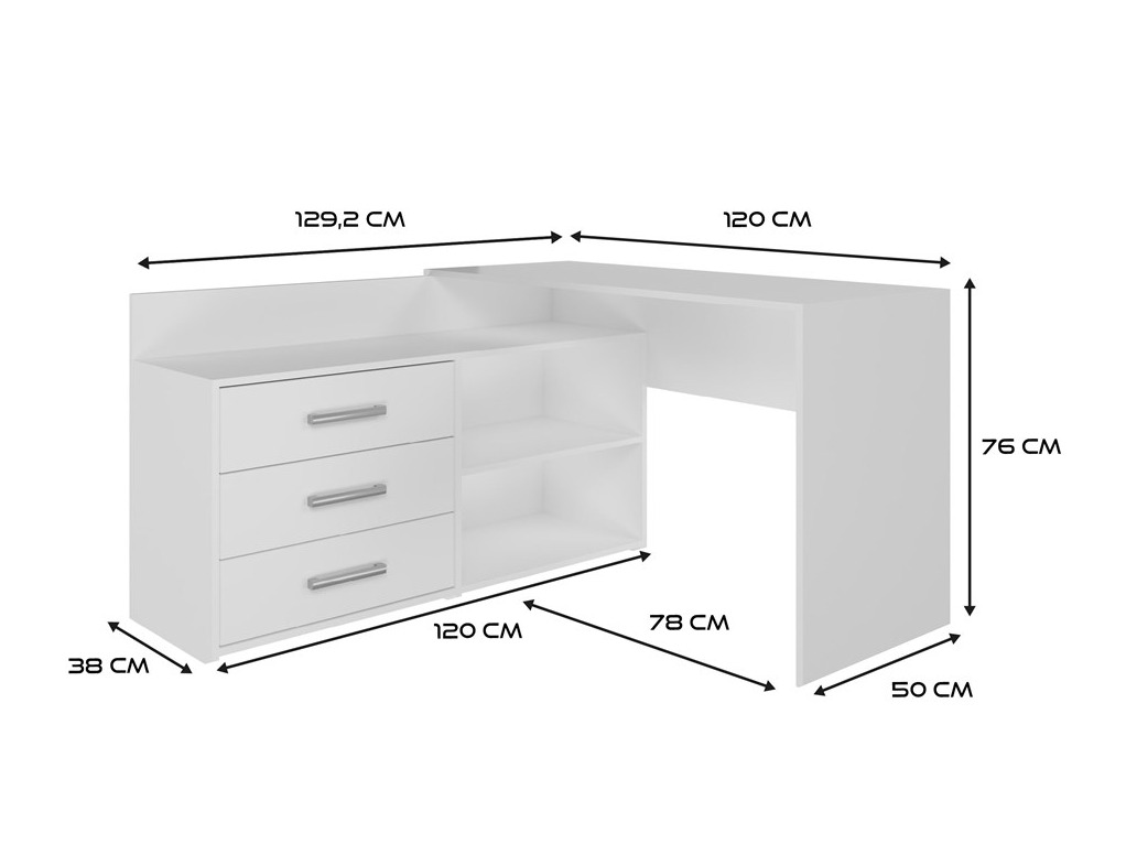 Corner desk Mandeville 131 (Matte white)