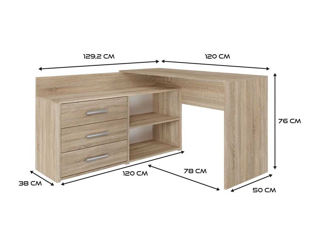 Corner desk Mandeville 131 (Sonoma oak)
